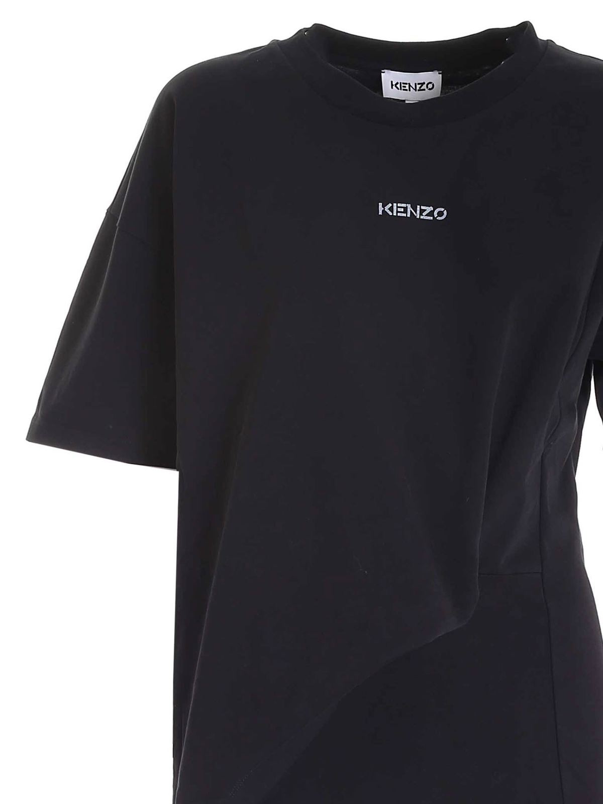 Shop Kenzo Logo Printed Mini Dress In Black In Negro