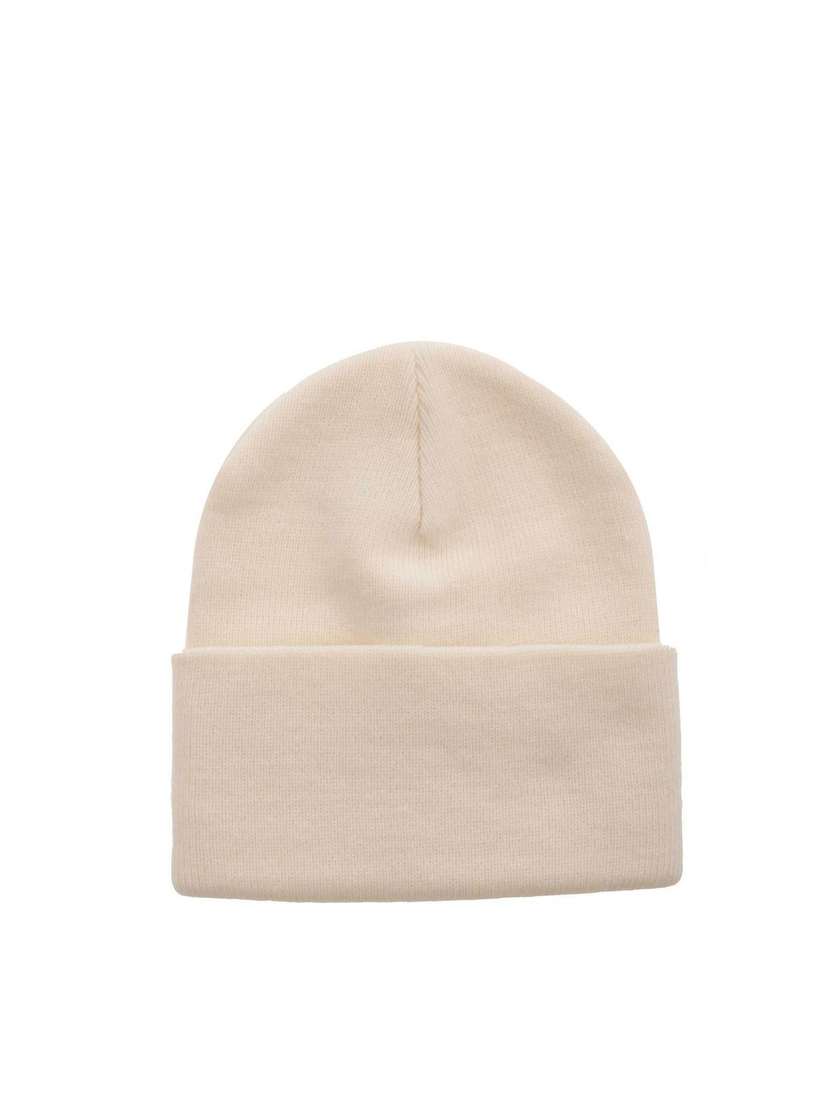 Shop Carhartt Logo Patch Beanie In Ivory Color In Cream