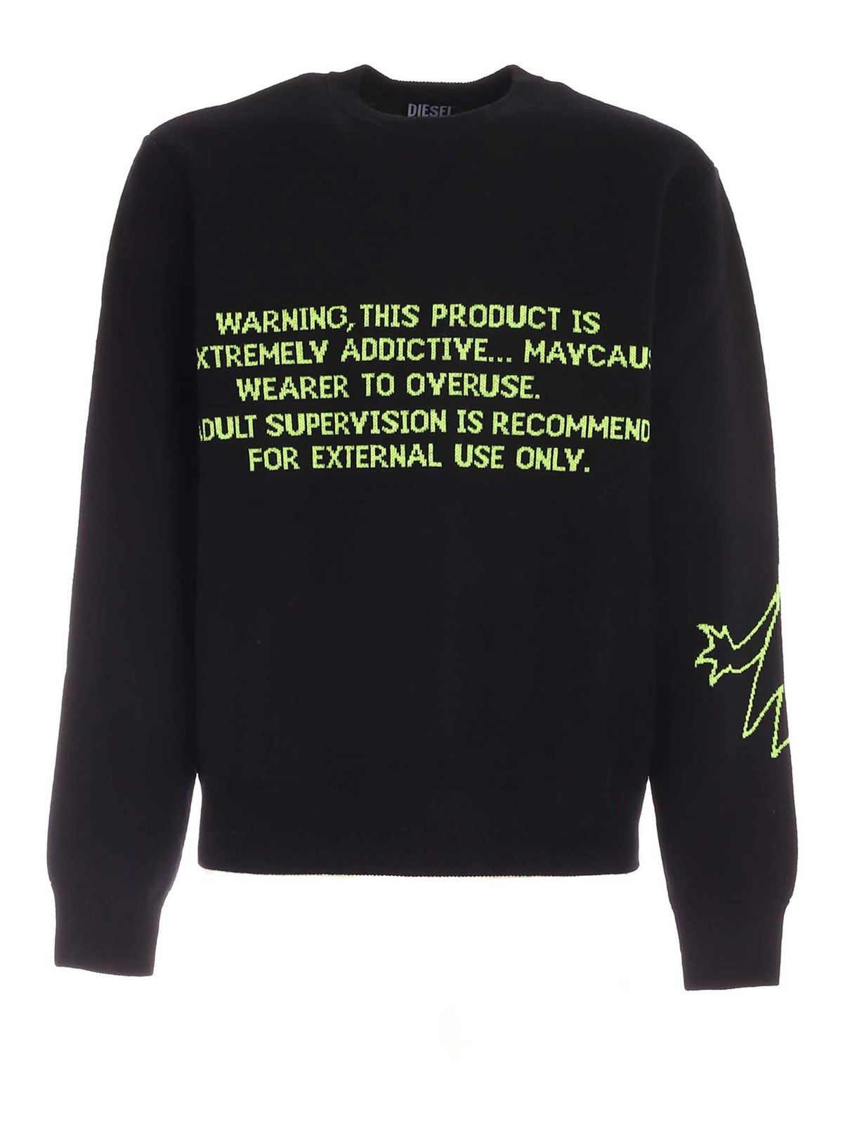 Pull Diesel Noir Pour Homme Avec Logo - Taille S, Col Rond, En Coton/polyester, état Parfait