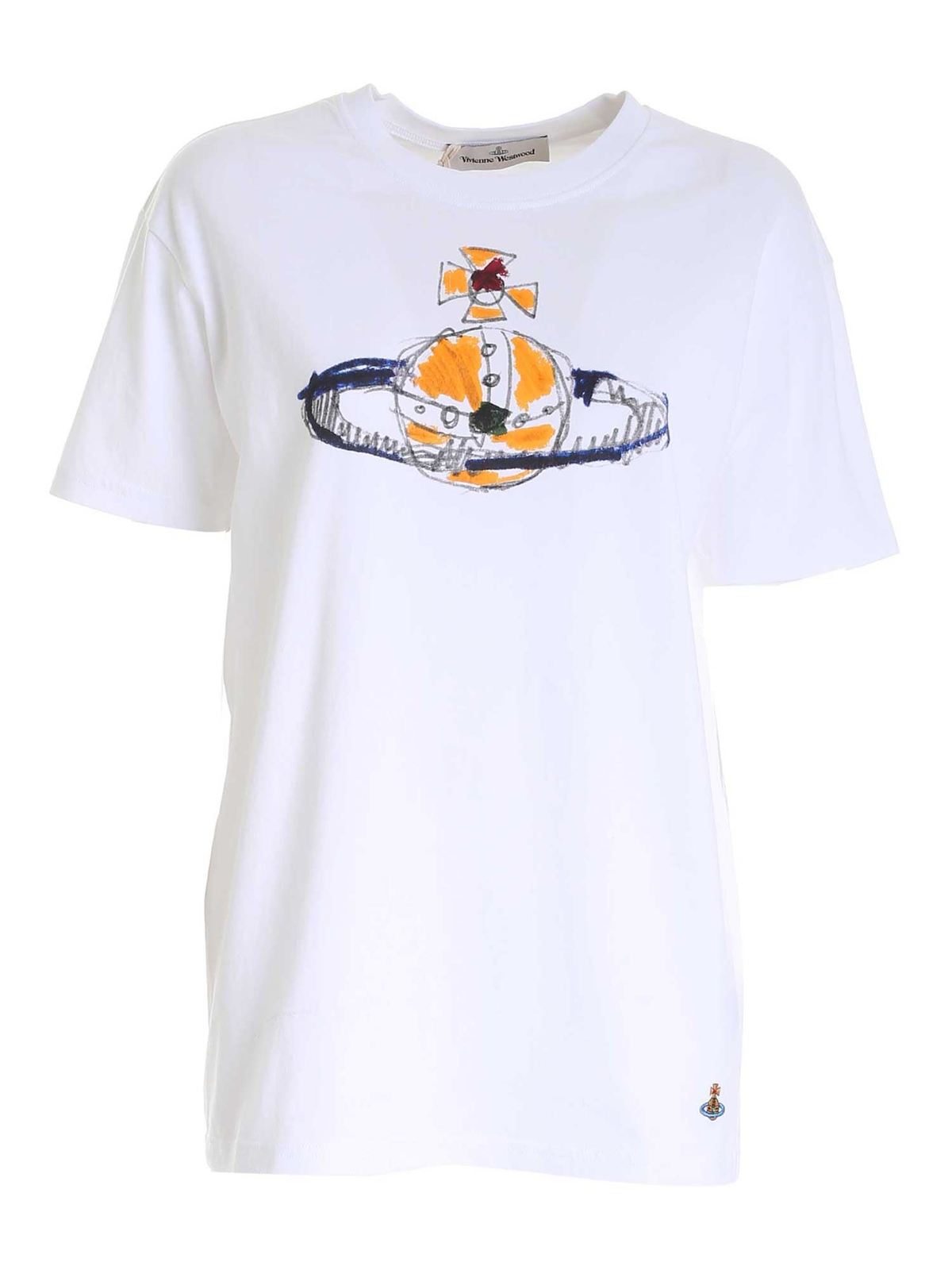 【VIVIENNE WESTWOOD】Orb Classic T-Shirt White White Spray Orb Classic T-Shirt by Vivienne Westwood on Sale