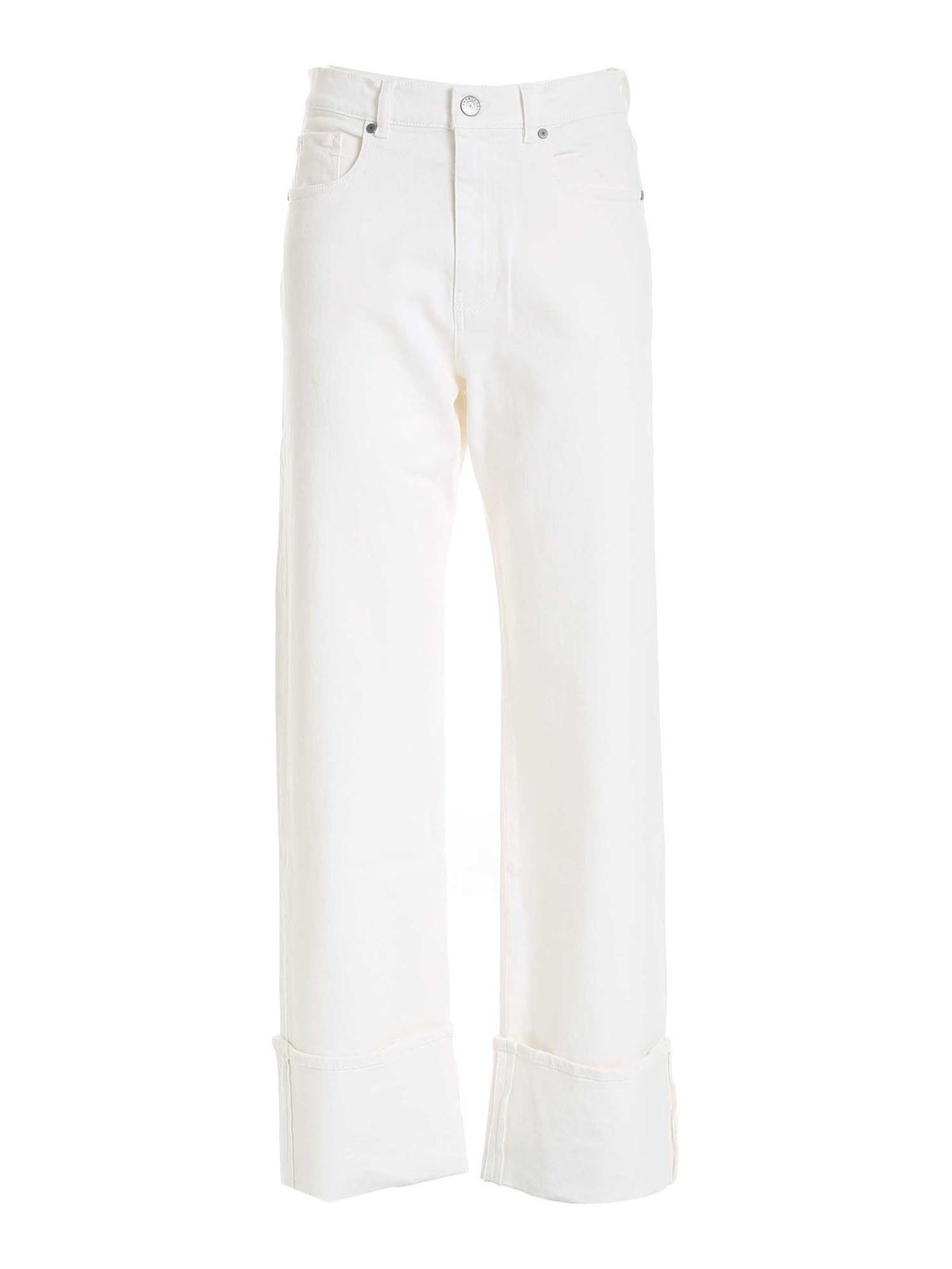 Shop P.a.r.o.s.h Turned-up Jeans In White