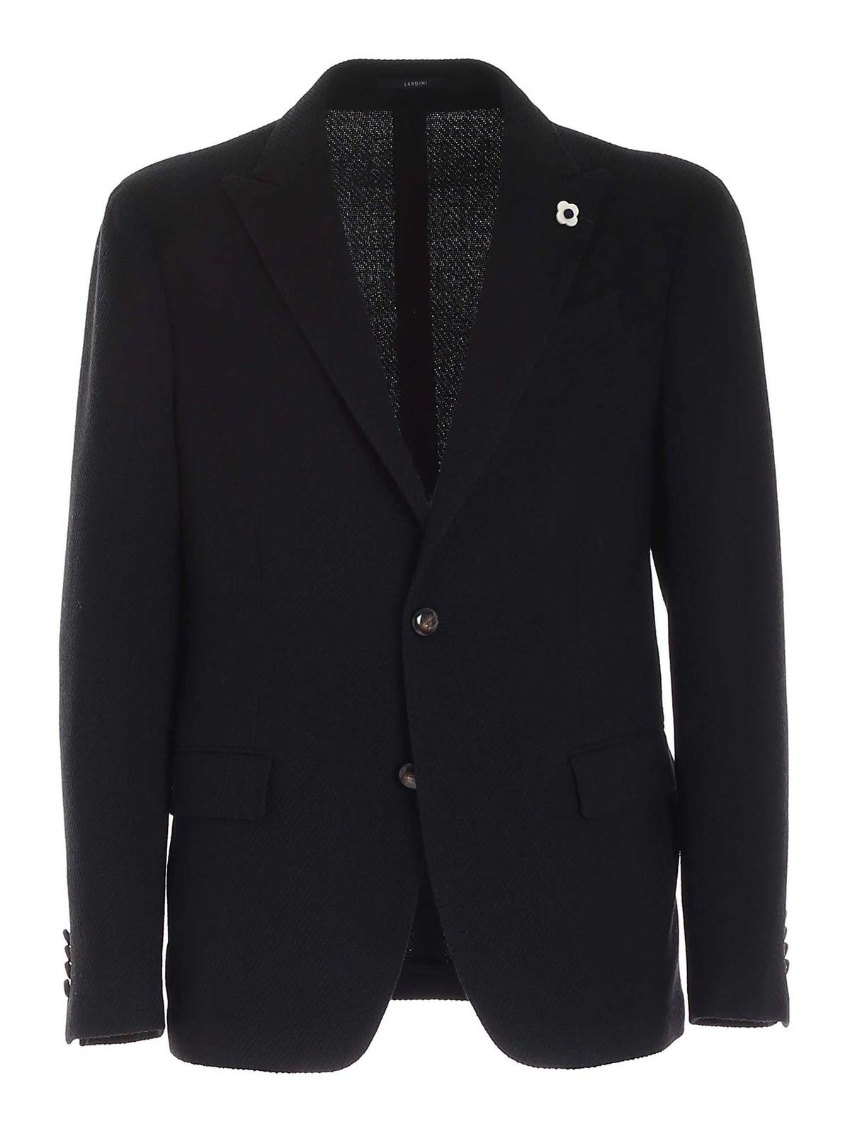 Lardini Single-breasted knitted jacket in black