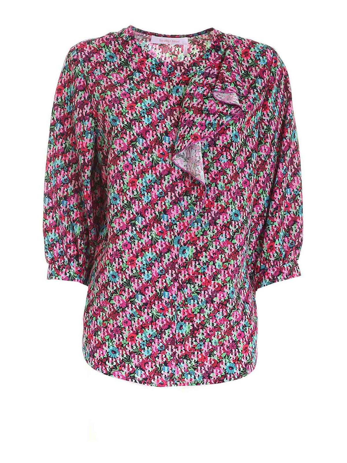 See By Chloé Logo Blouse In Fuchsia
