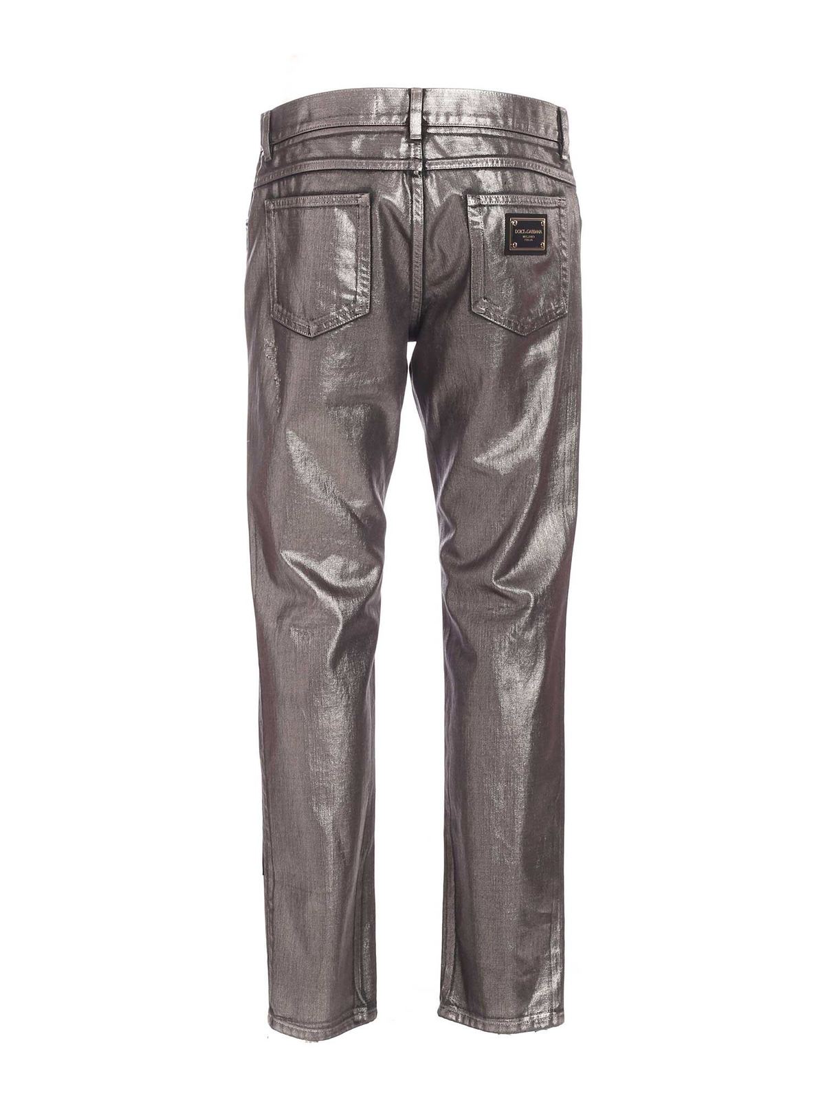 パンツ Dolce&Gabbana coating denim size 52 Dolce & Gabbana Coated jeans in silver and black|GYJCCDG8EP0S9001