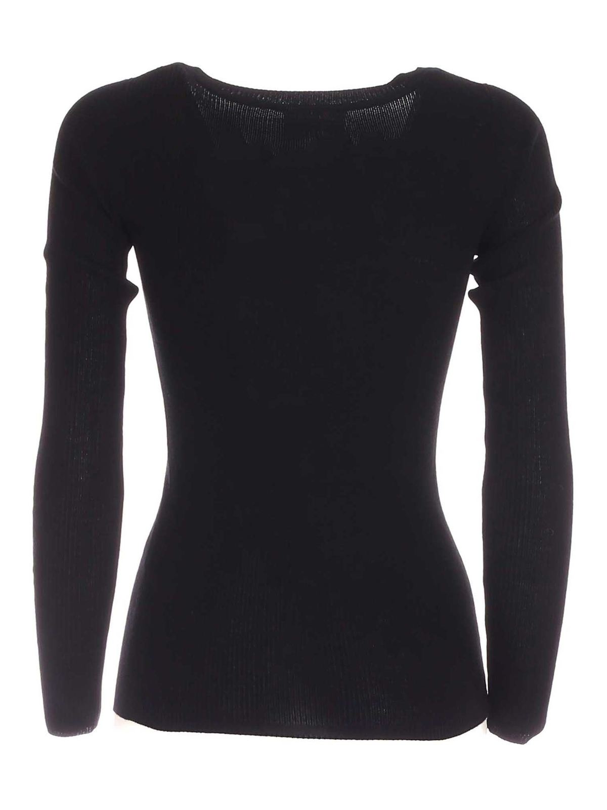 Shop P.a.r.o.s.h Suéter Con Cuello De Pico - Negro In Black