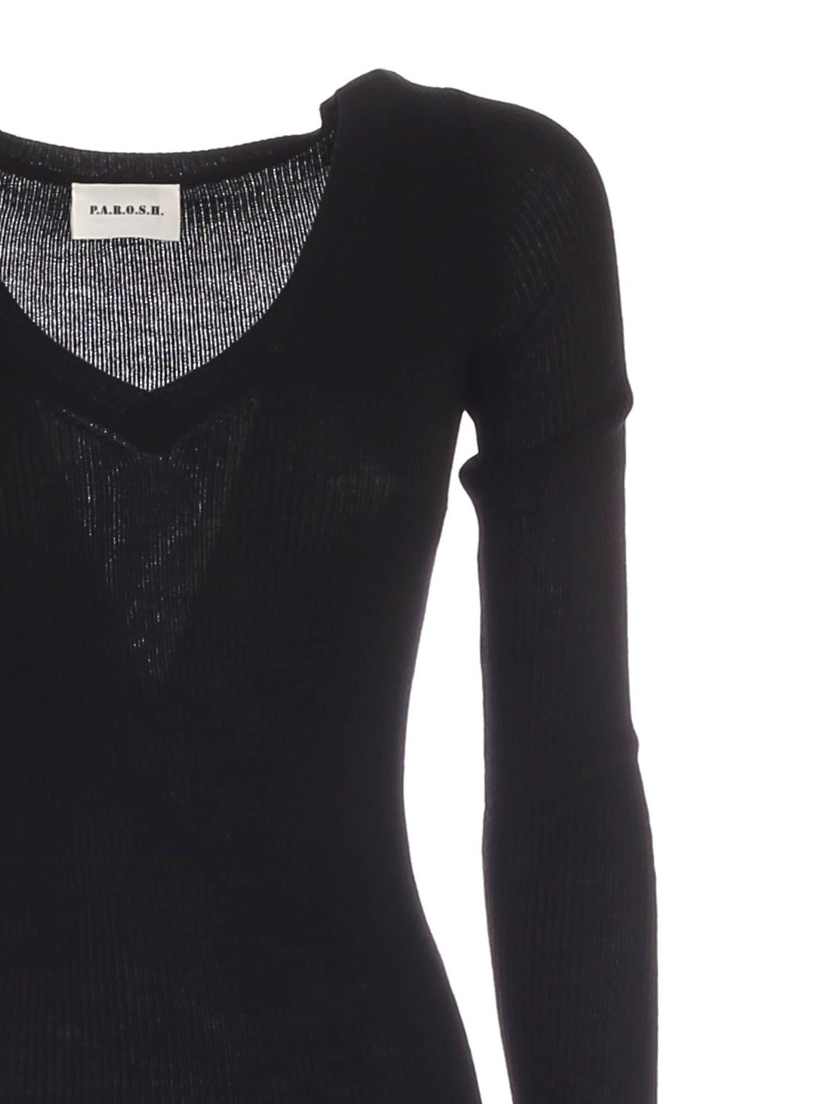 Shop P.a.r.o.s.h Suéter Con Cuello De Pico - Negro In Black