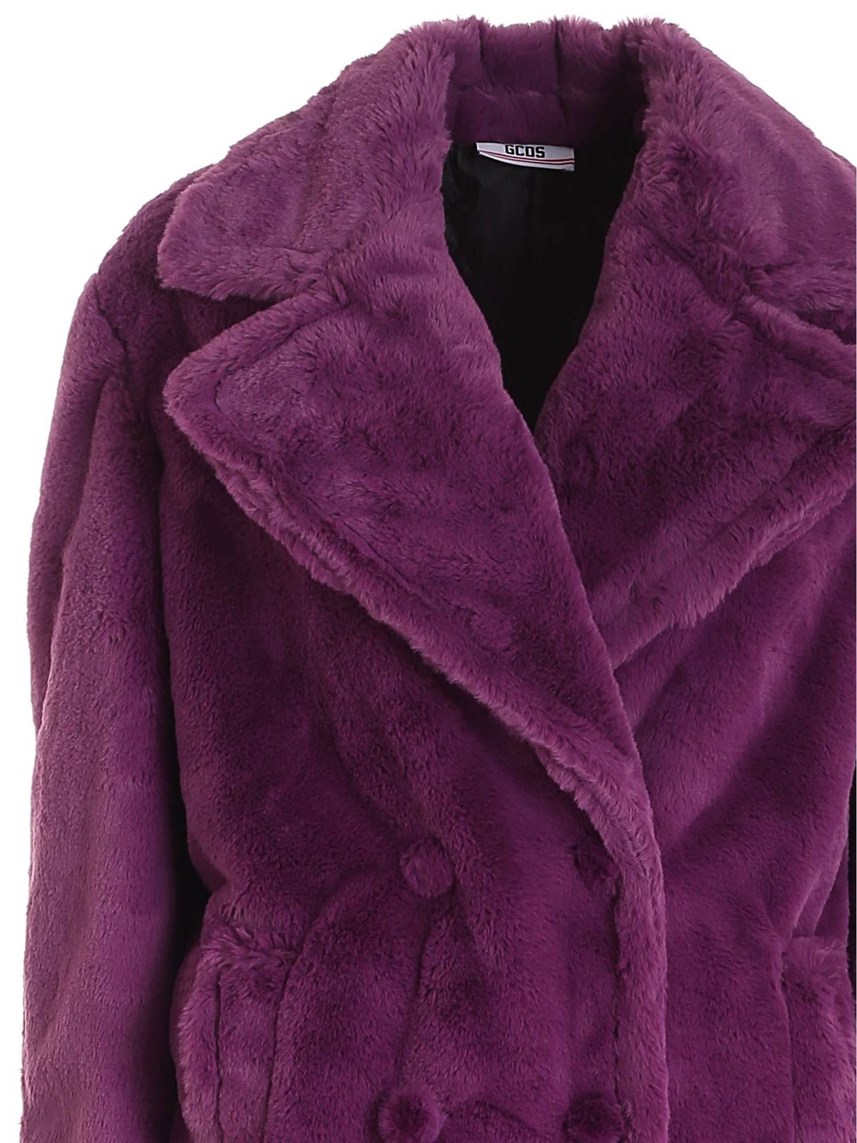 manteau fourrure violet