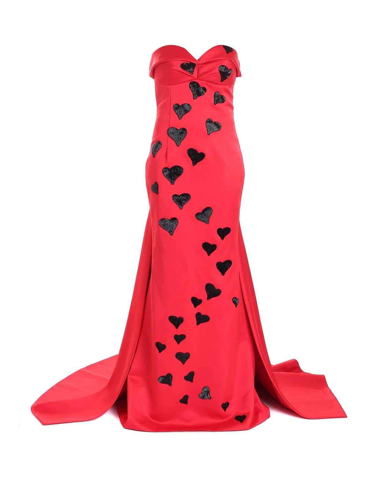 Shop Moschino Duchesse Hearts Dress In Red In Rojo