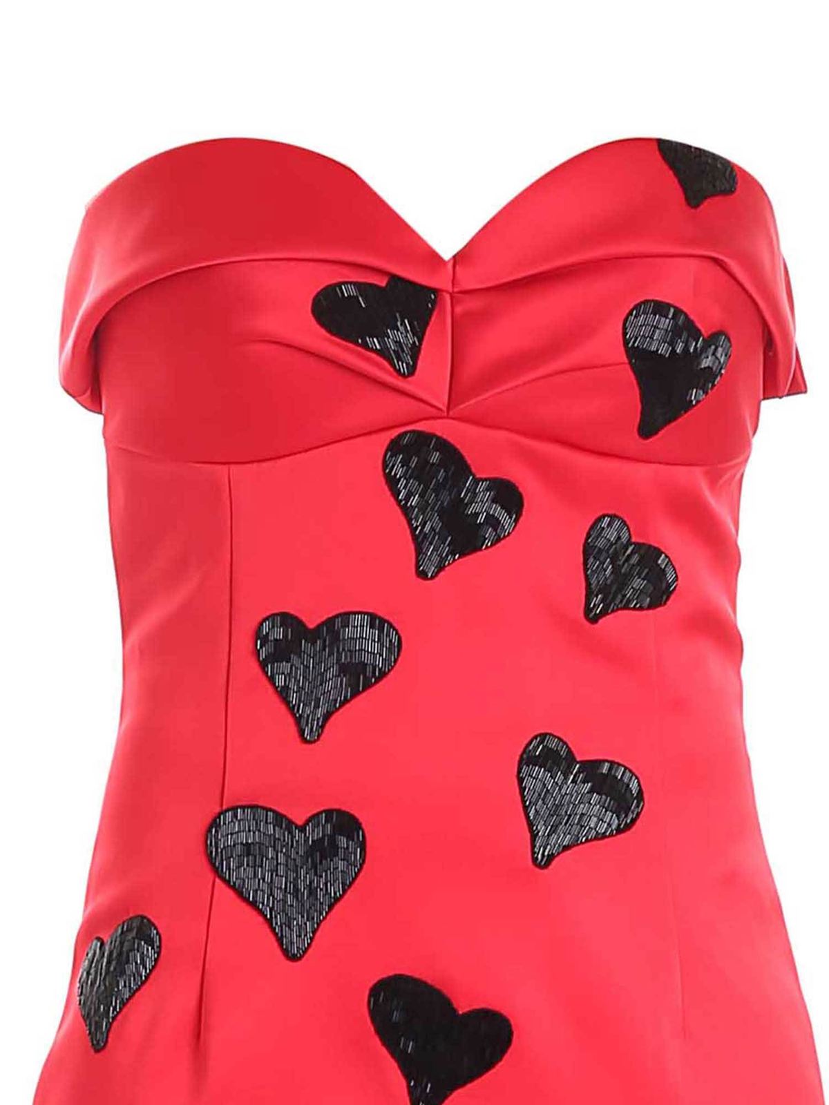 Shop Moschino Duchesse Hearts Dress In Red In Rojo