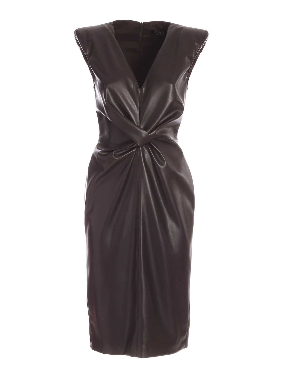 brown leather wrap dress Solange Brown Leather Mini Blazer Dress main image 1