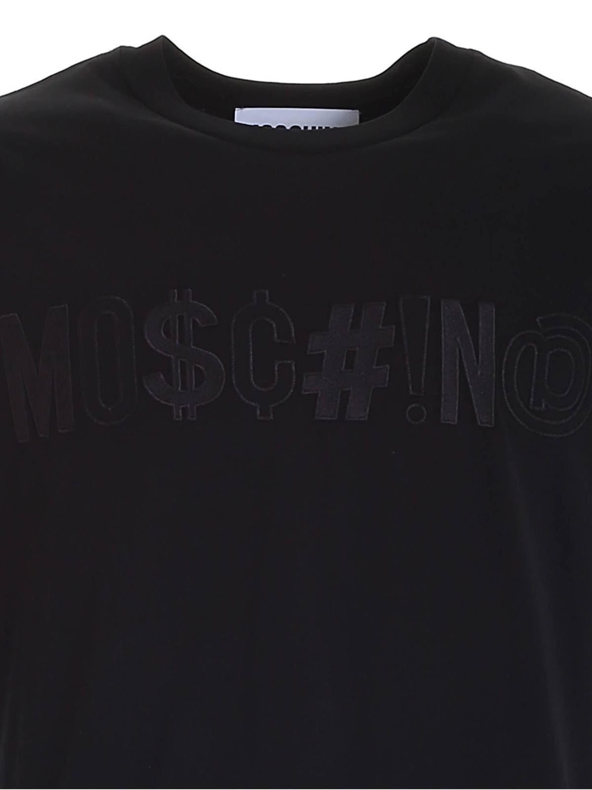 Shop Moschino Logo Symbols T-shirt In Black