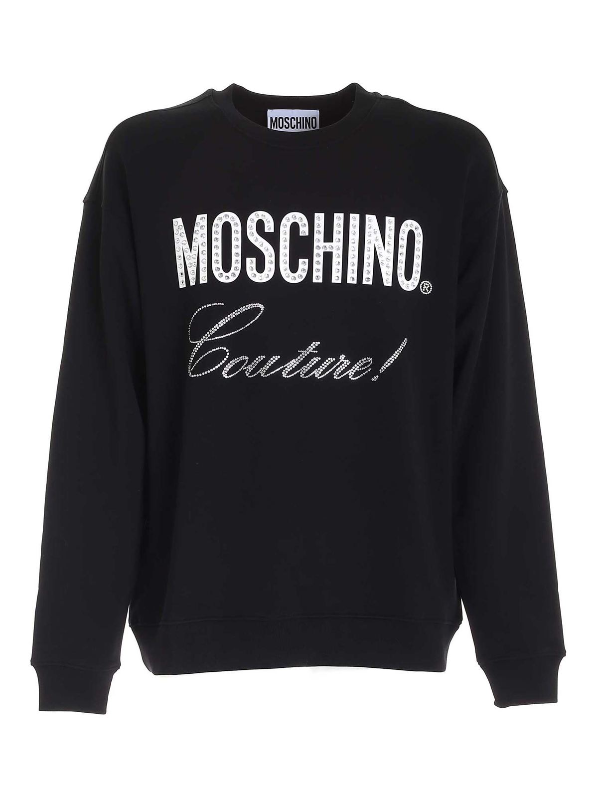 Moschino Crystal Logo Sweatshirt In Black In Negro