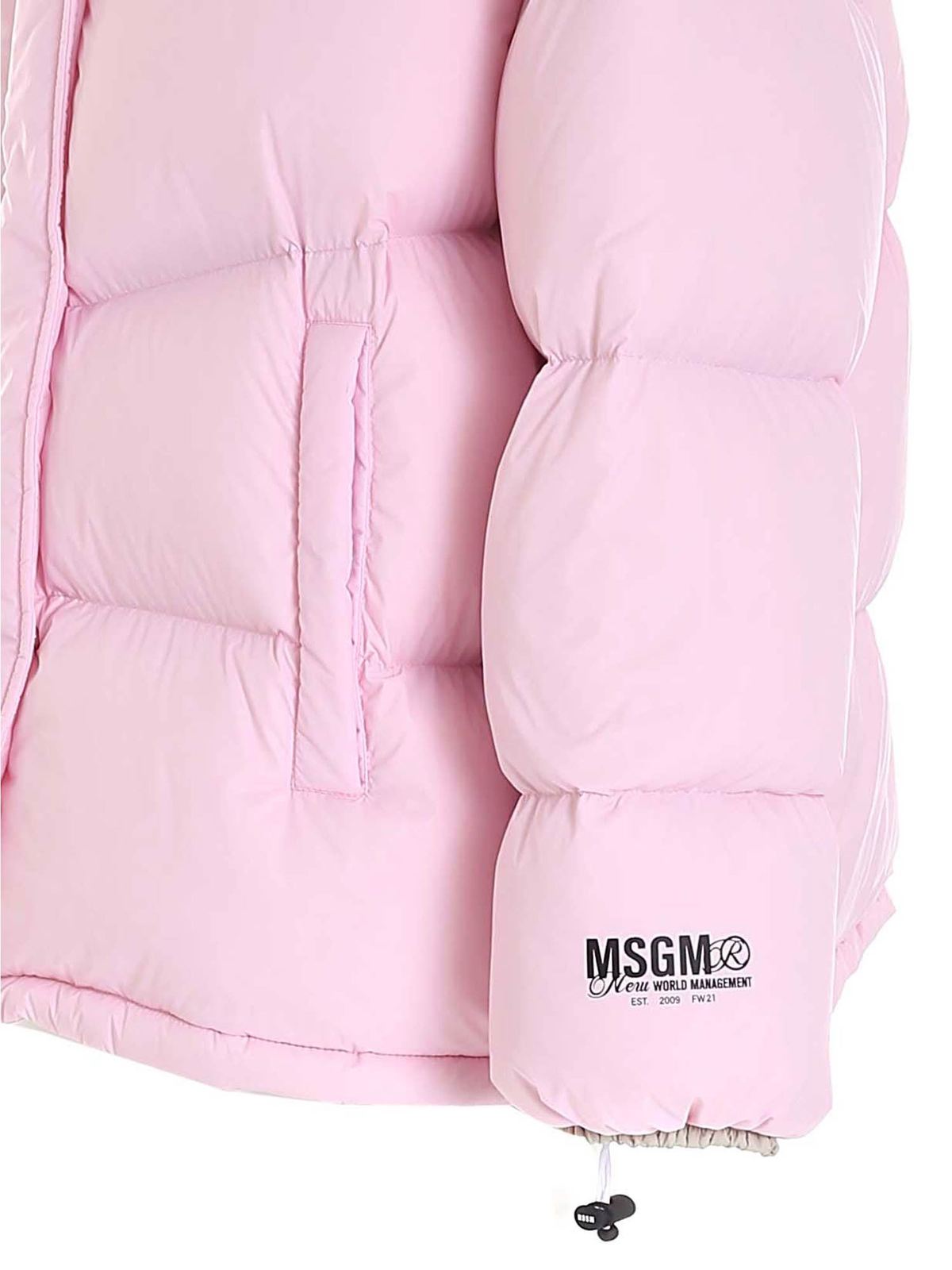 MSGM zip-up hooded puffer jacket - Pink