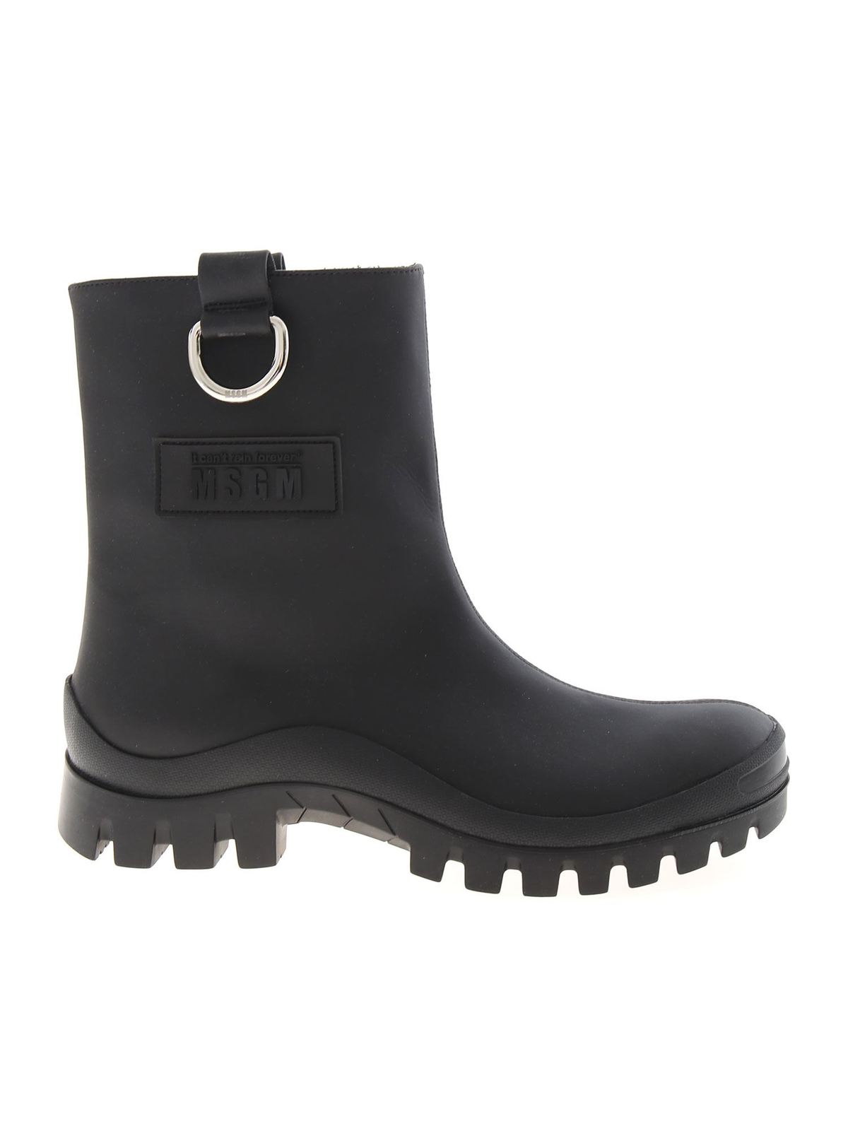Msgm Rubberized Ankle Boots In Black