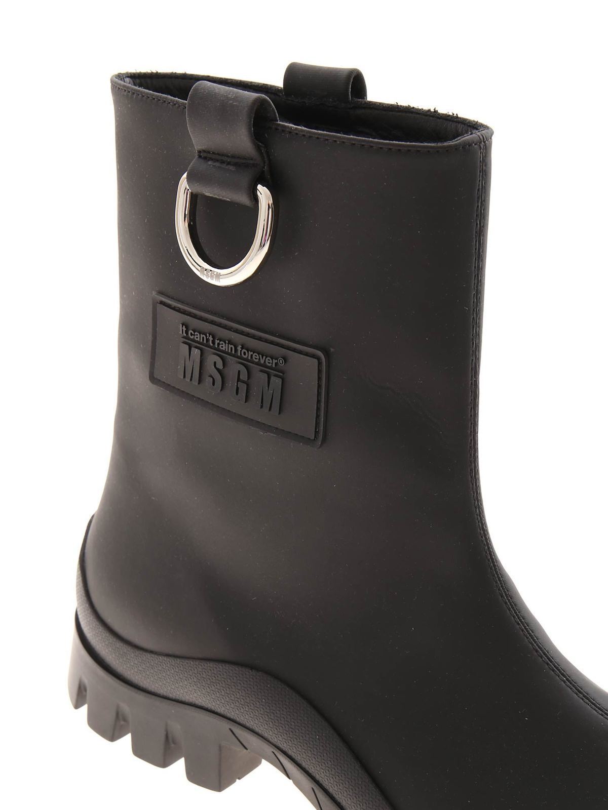 Shop Msgm Rubberized Ankle Boots In Black