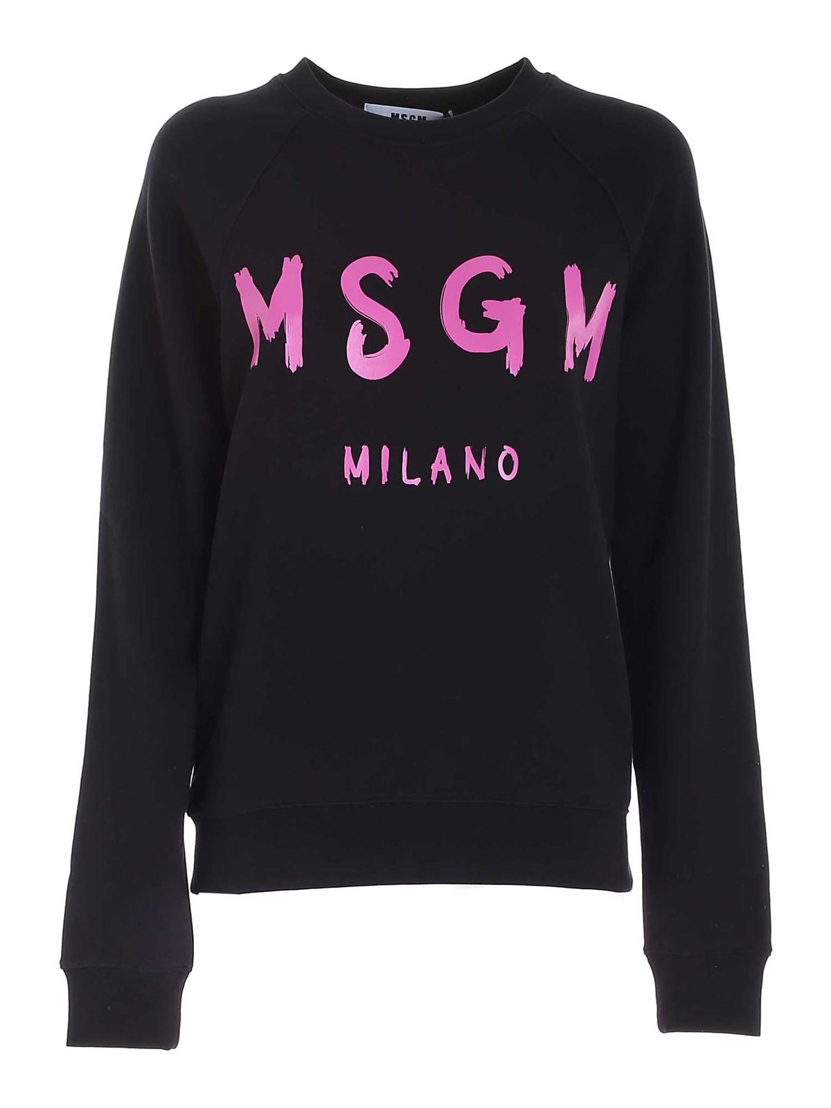 Felpa logo pennellato nera e fucsia 3141MDM51321779999