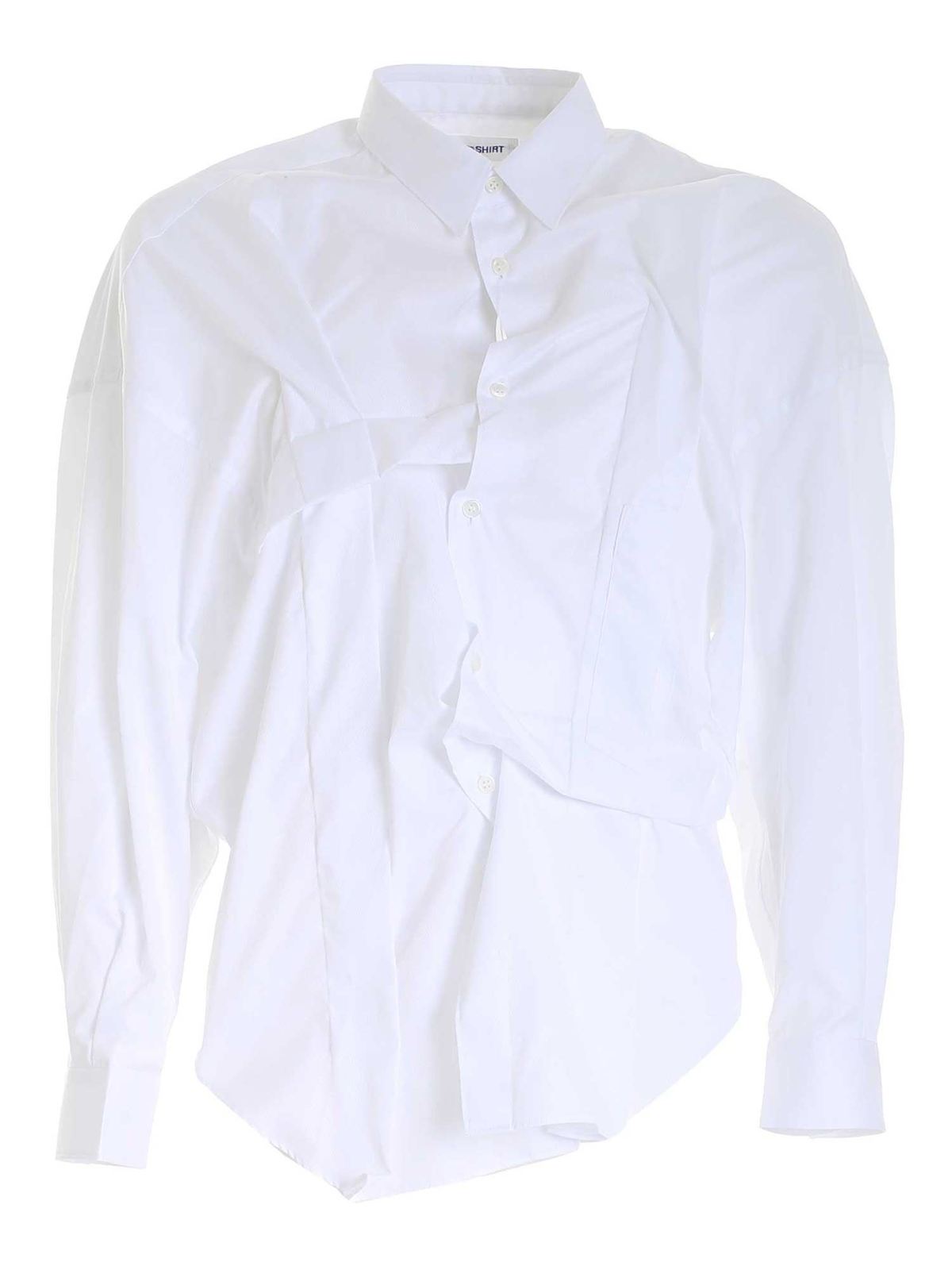 Comme Des Garçons Shirt All Over Hitched Shirt In White In Blanco
