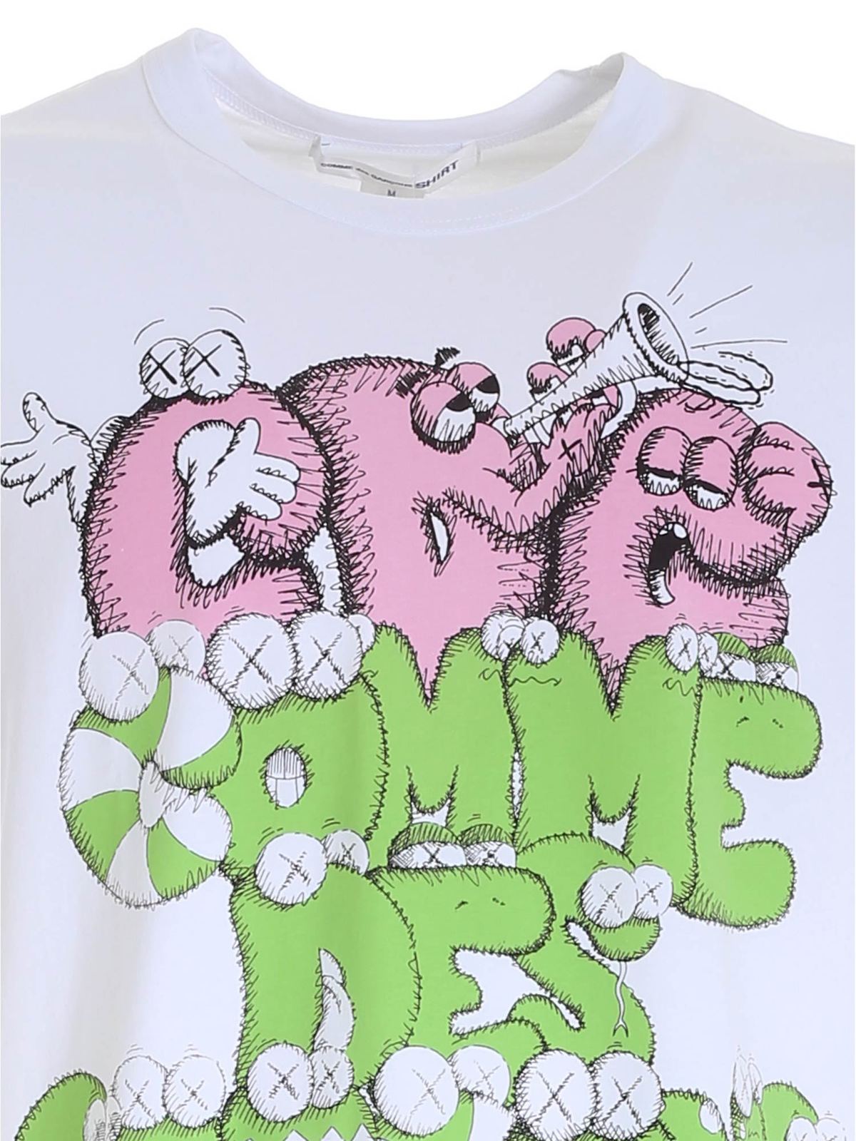 Comme Des Garcons Shirt x Kaws Print 4 T-shirt in white|FHT004W211