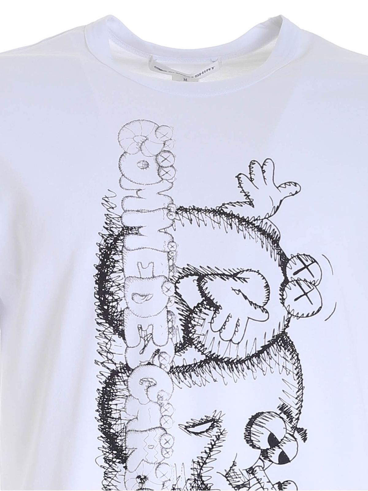 Comme Des Garcons Shirt x Kaws Print 3 T-shirt in white|FHT007W211