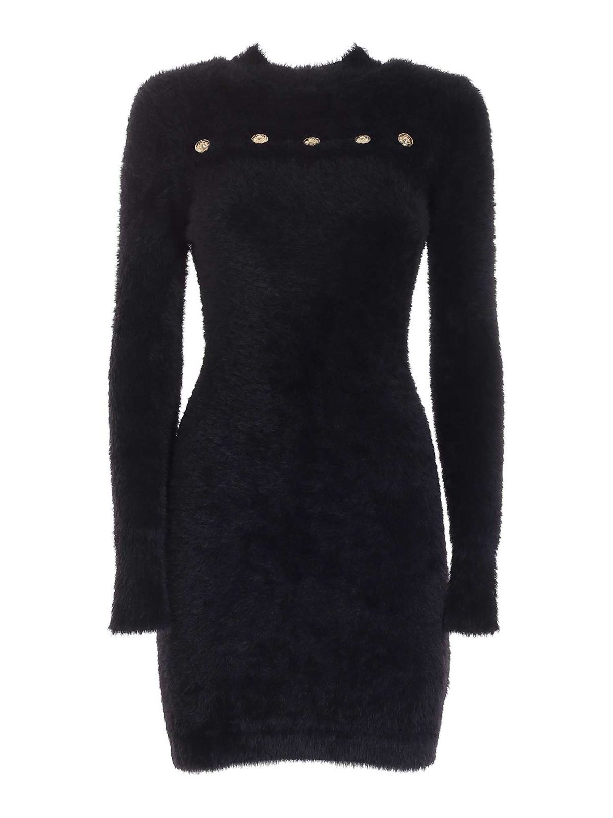 Versace Jeans Couture Teddy Effect Dress In Black In Negro
