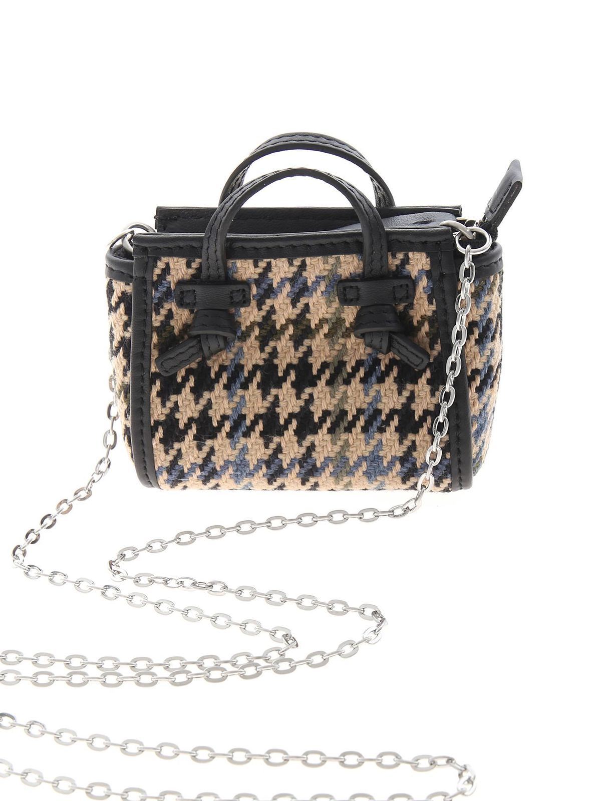 Gianni Chiarini Micro Marcella houndstooth bag in beige
