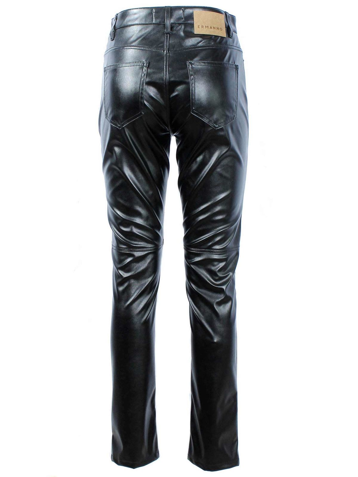 Leather trousers Ermanno Scervino  Synthetic leather pants in black   D39ETPL07ECOMF099