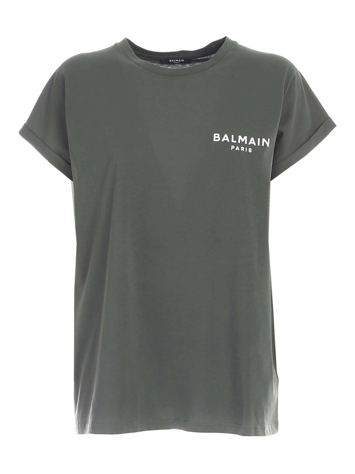 BALMAIN ロゴフロックコットンジャージーTシャツ BALMAIN ロゴフロックコットンジャージーTシャツ (BALMAIN/T