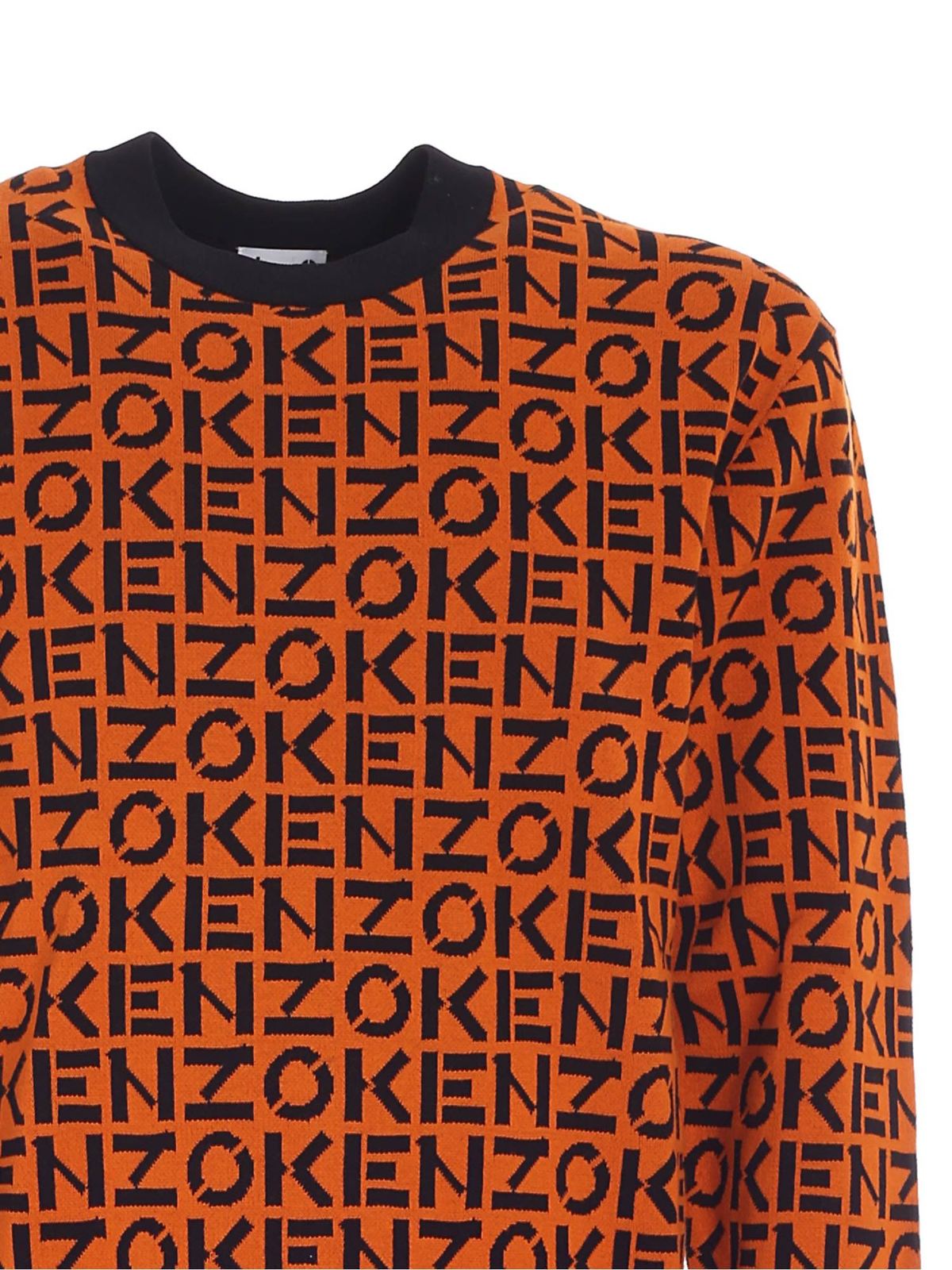 Crew necks Kenzo - Monogram sweater in orange - FB65PU6363SC16