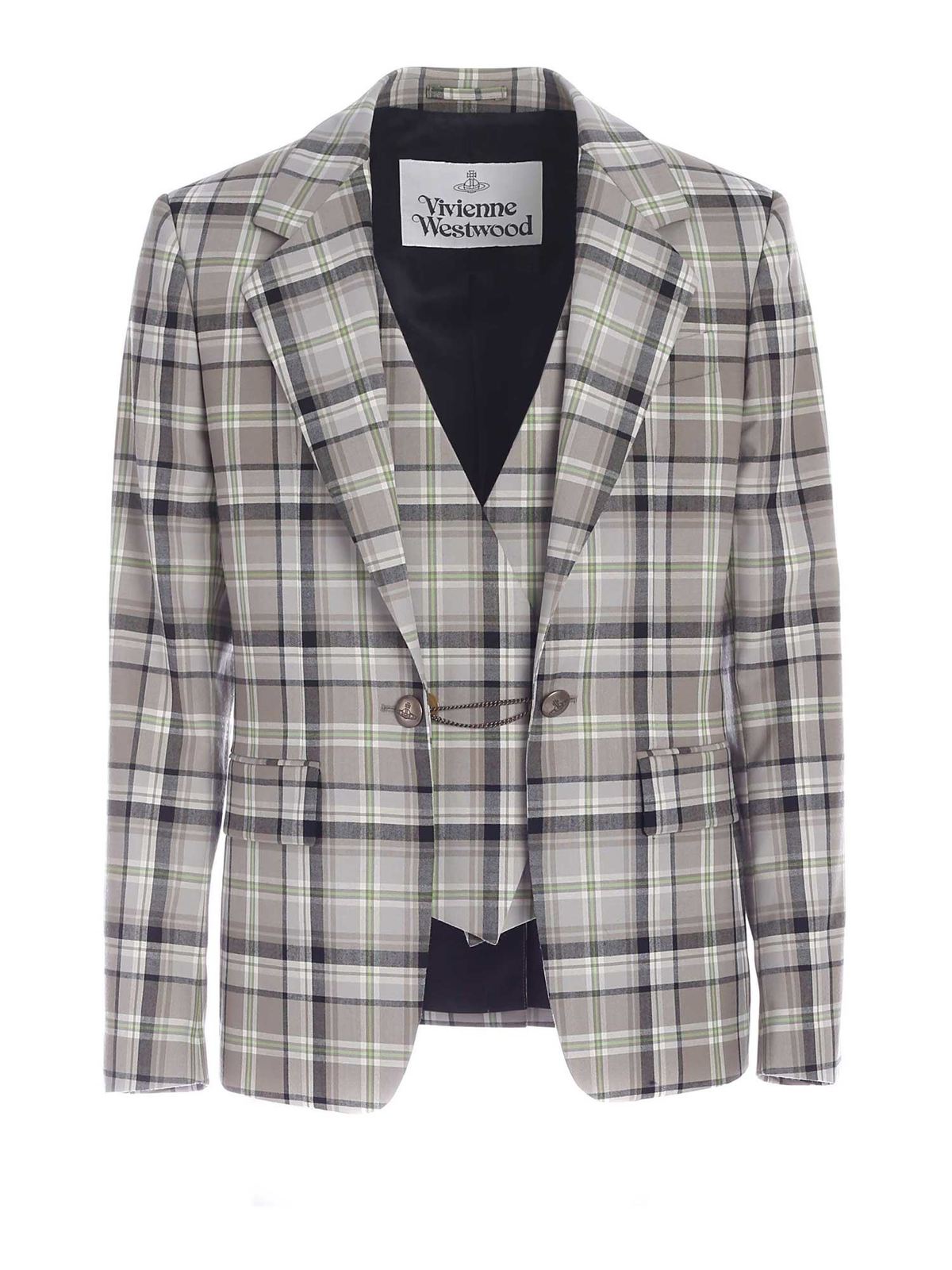 Vivienne Westwood Checked Jacket With Inner Waistcoat In Grey In Gris