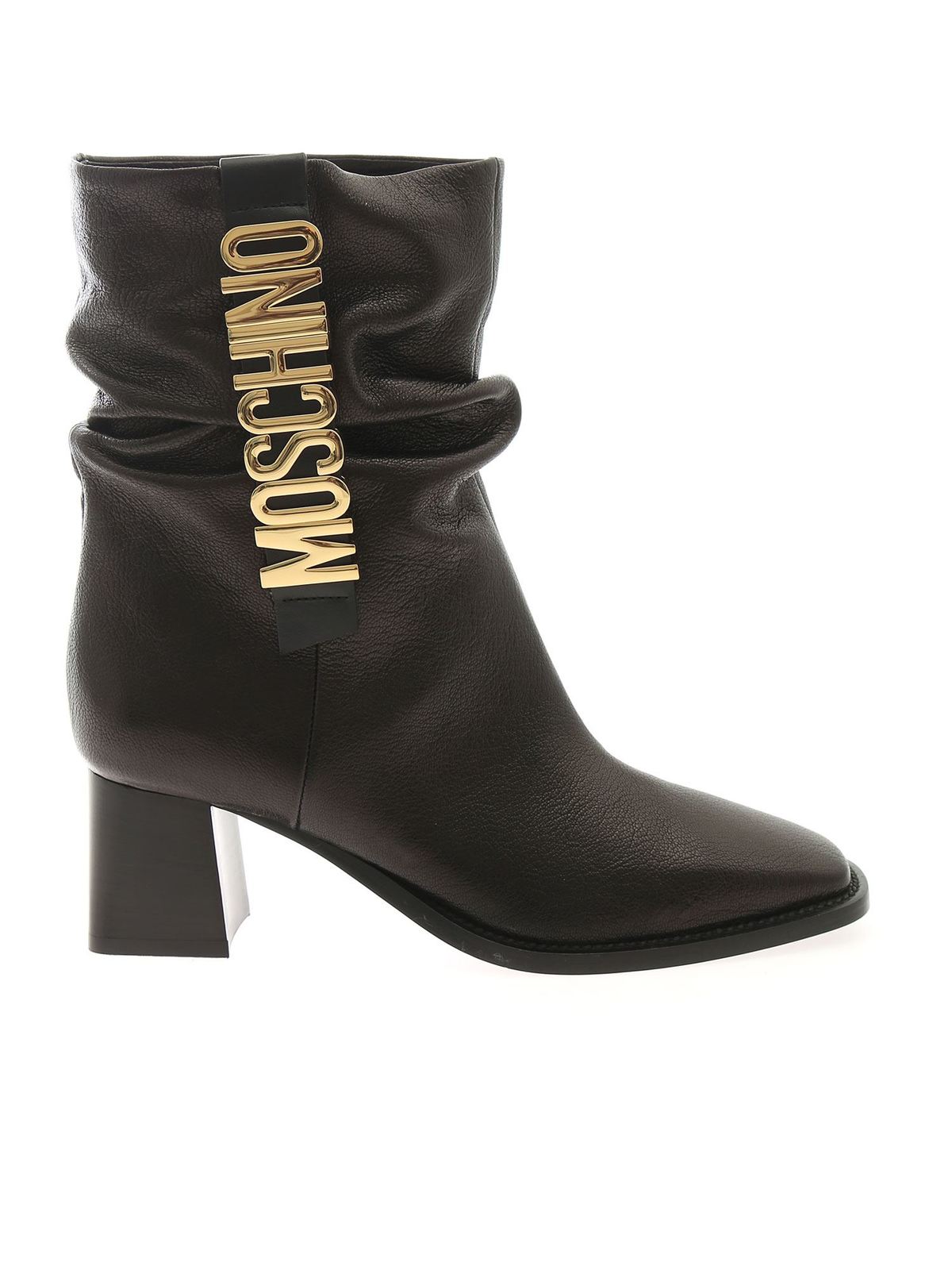 Shop Moschino Logo Ankle Boots In Black In Negro