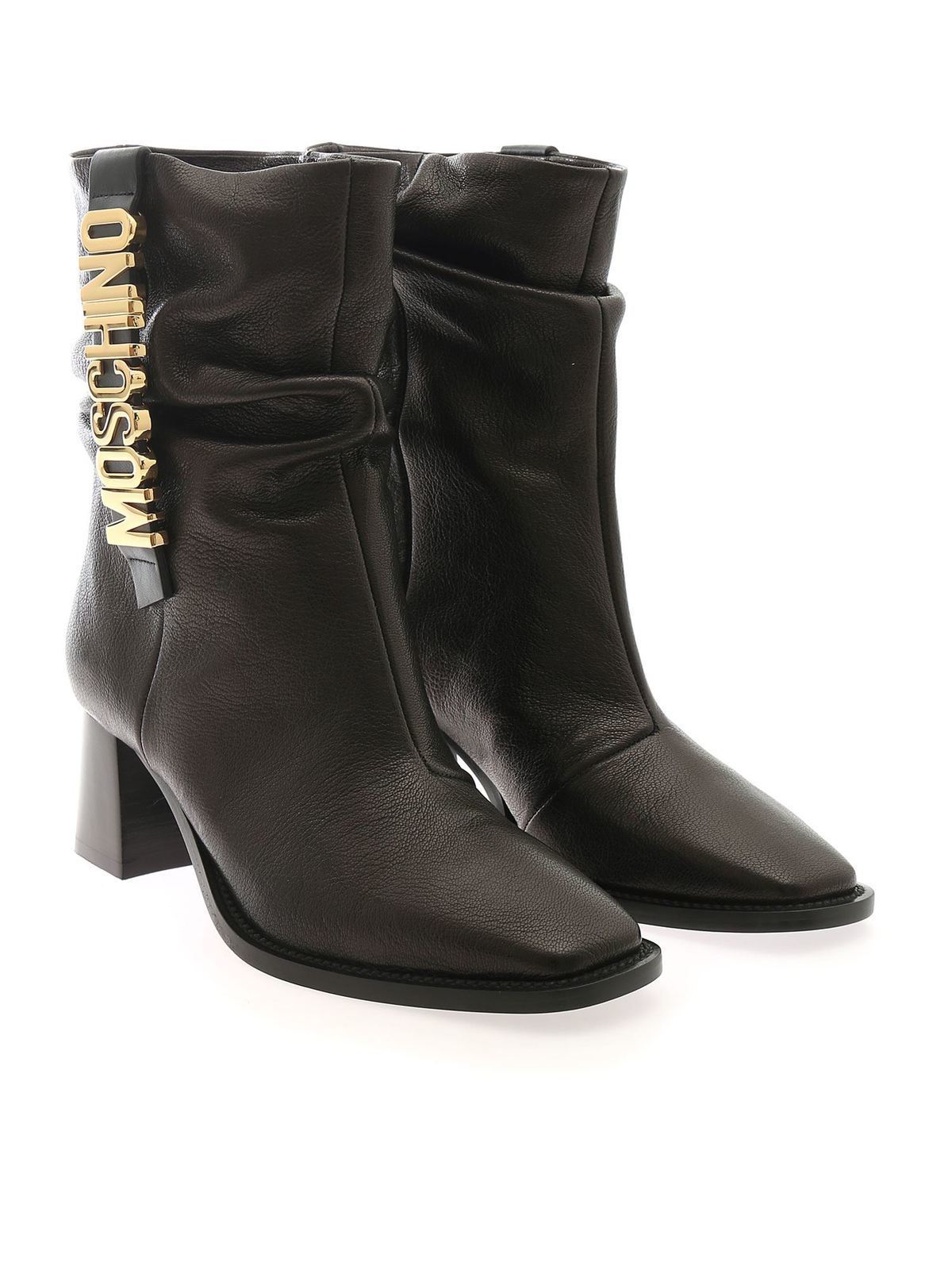 Shop Moschino Logo Ankle Boots In Black In Negro