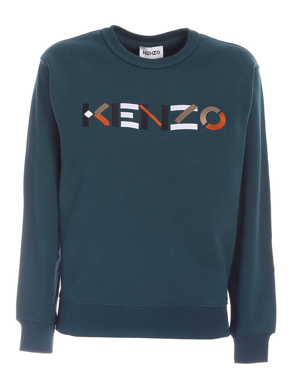 Kenzo Classic Logo Sweatshirt In Green In Blue