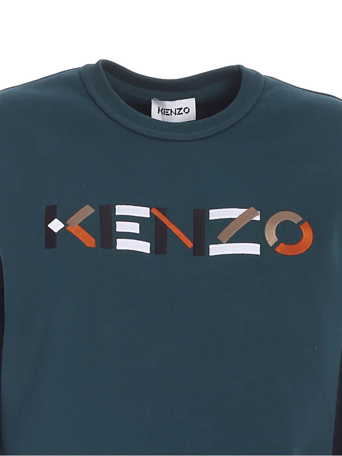 Shop Kenzo Classic Logo Sweatshirt In Green