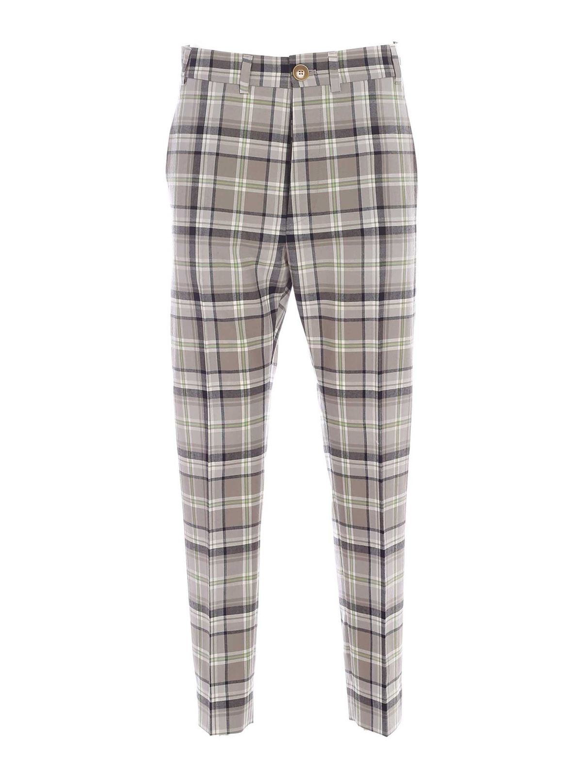 Vivienne Westwood Check Pants In Gray And Green In Gris