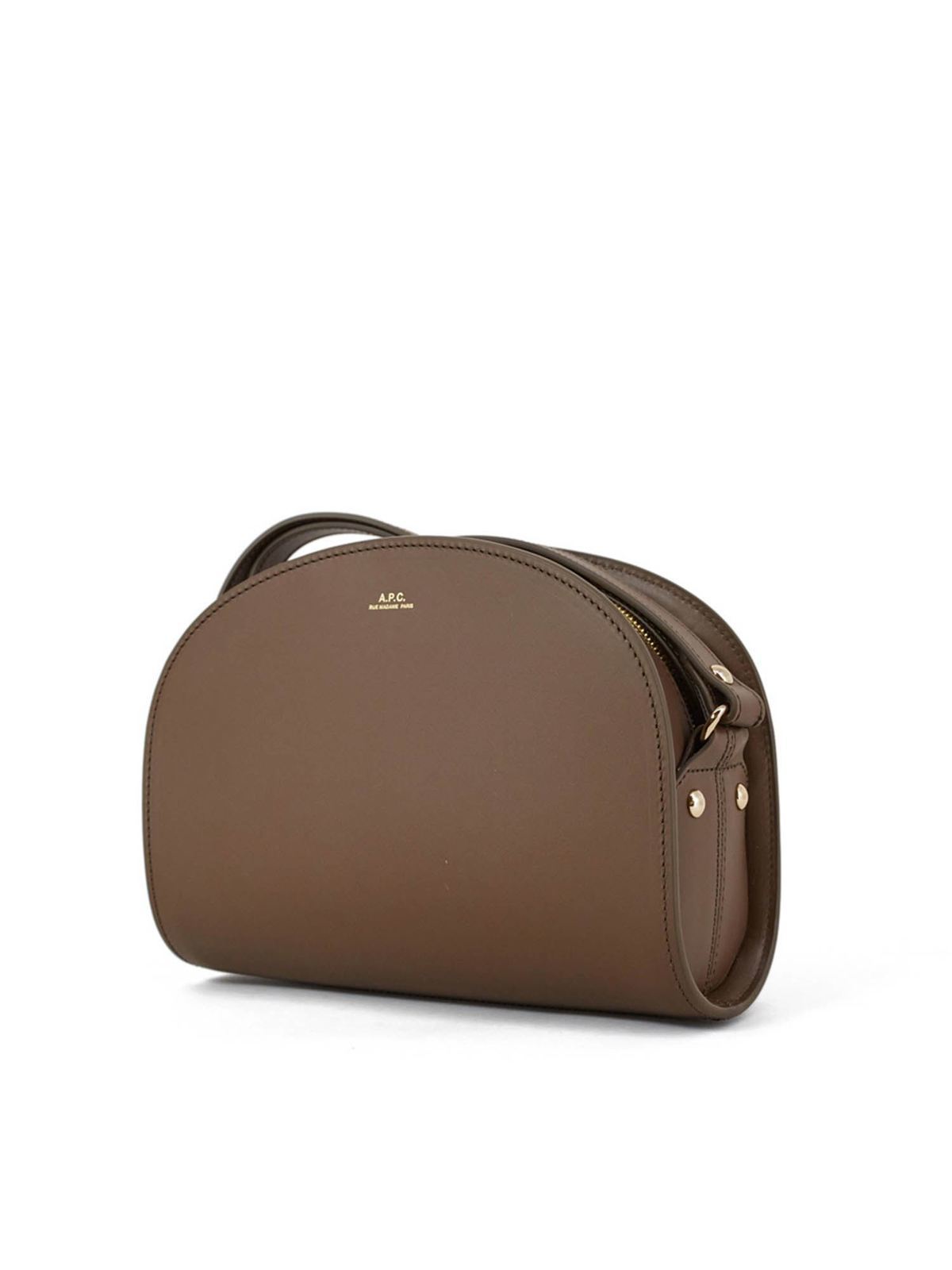 A.P.C Demi-Lune Leather Crossbody Bag - Brown
