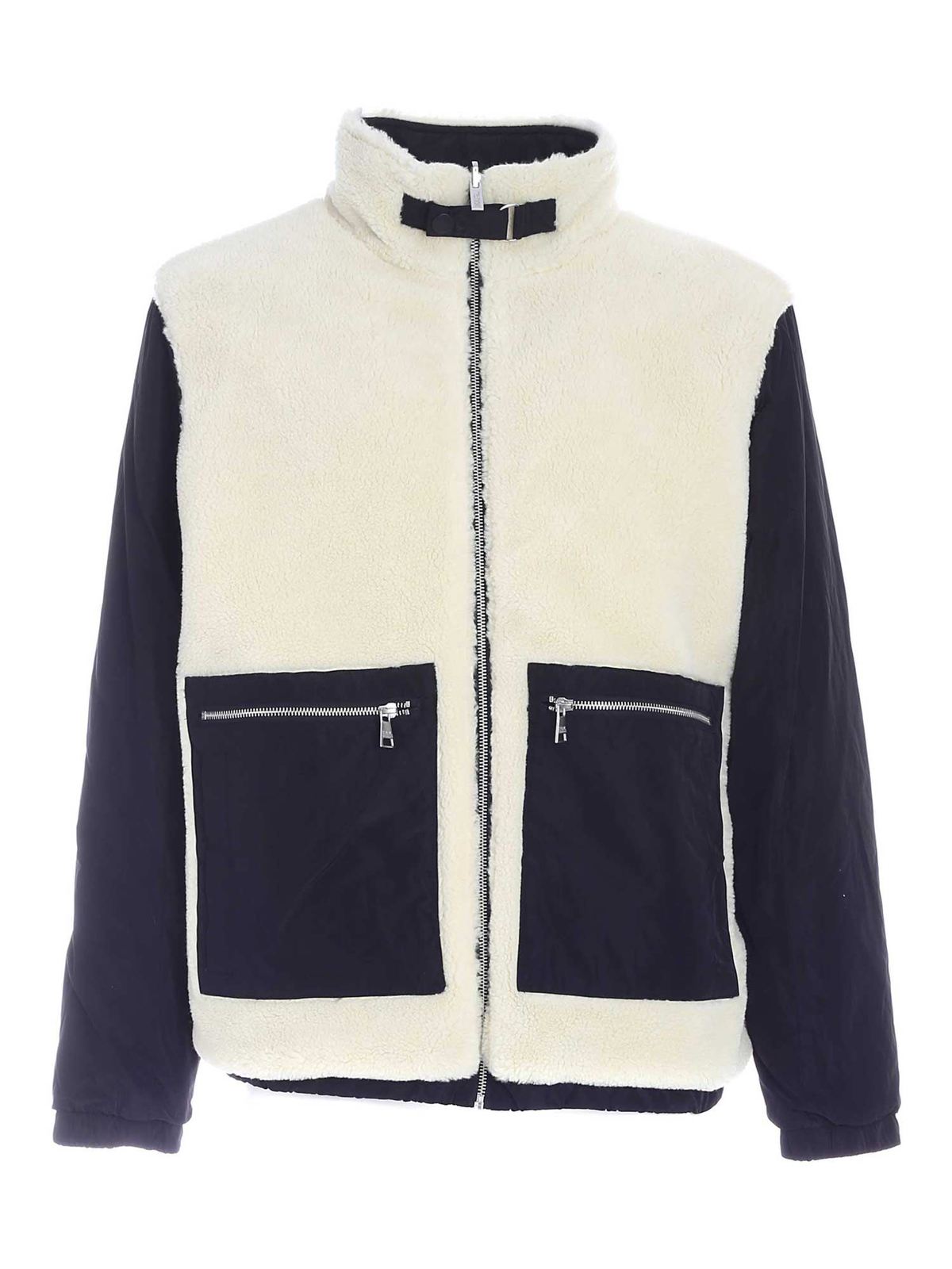 Karl Lagerfeld Teddy-effect Jacket In Ivory And Black In Negro