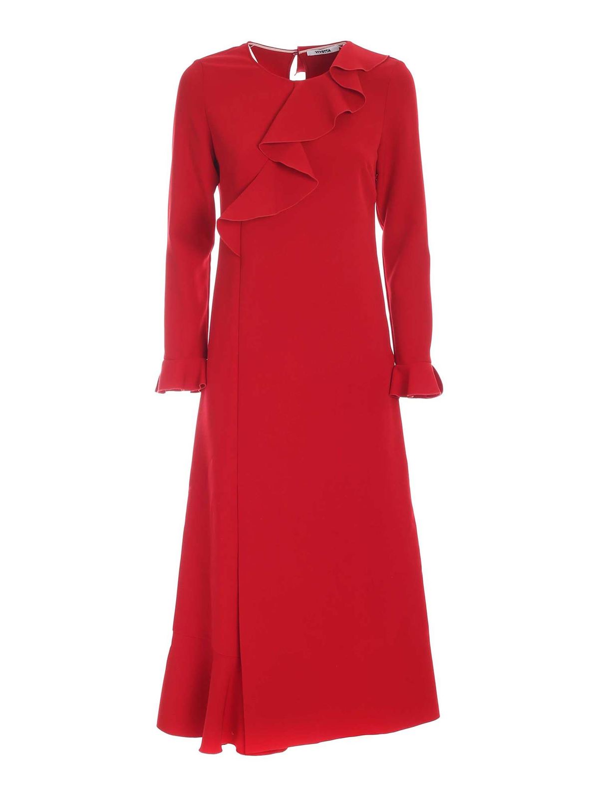 Vivetta Rouches Dress In Red In Rojo