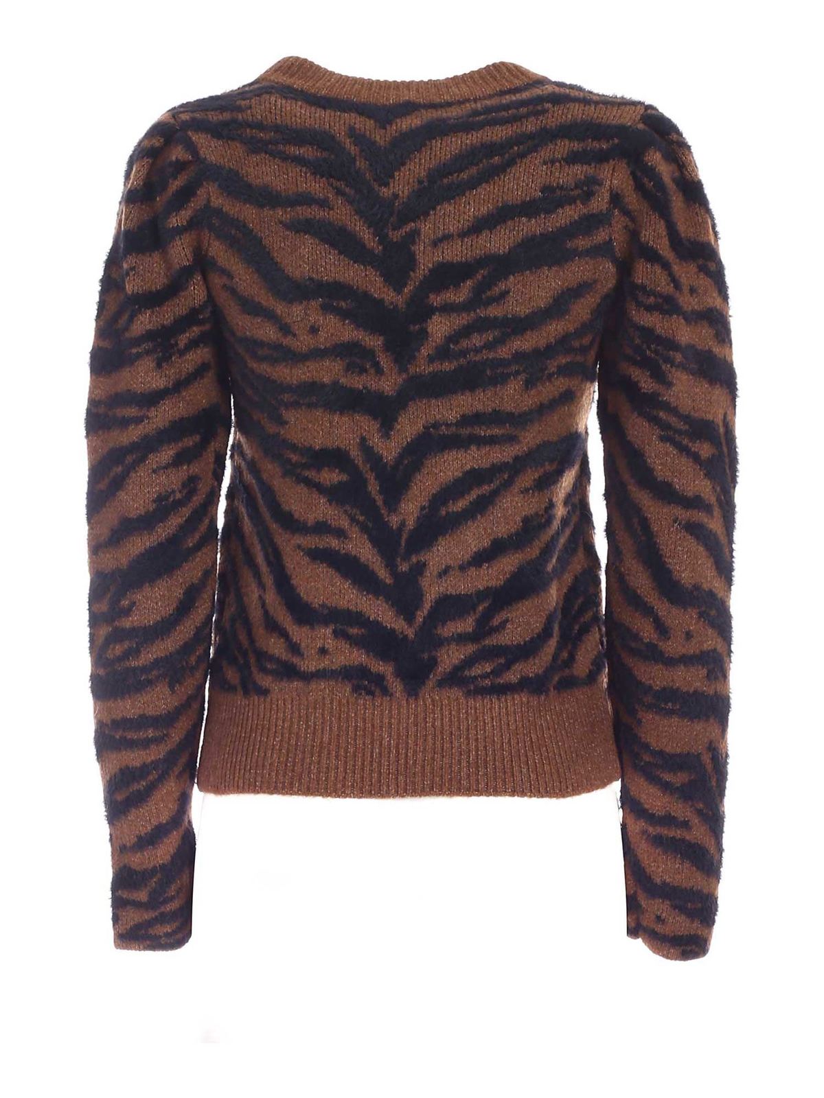 Shop Dkny Striped Sweater In Brown And Black In Animal Print