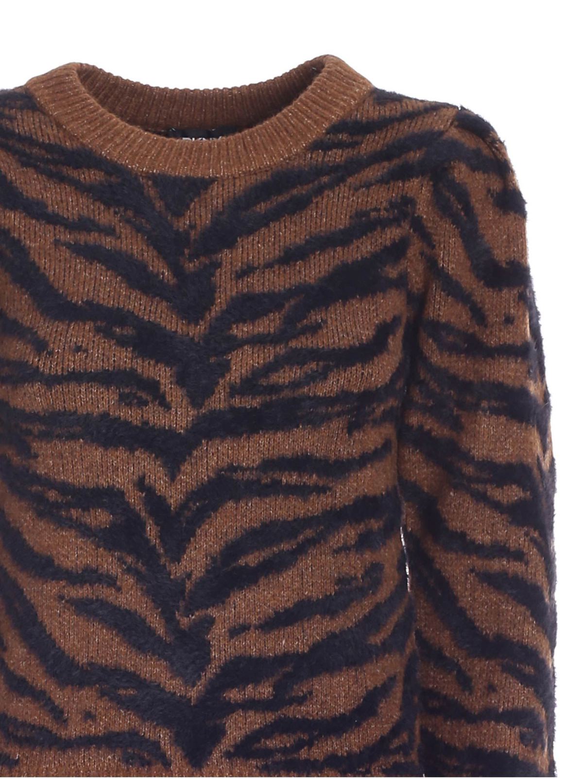 Shop Dkny Striped Sweater In Brown And Black In Animal Print