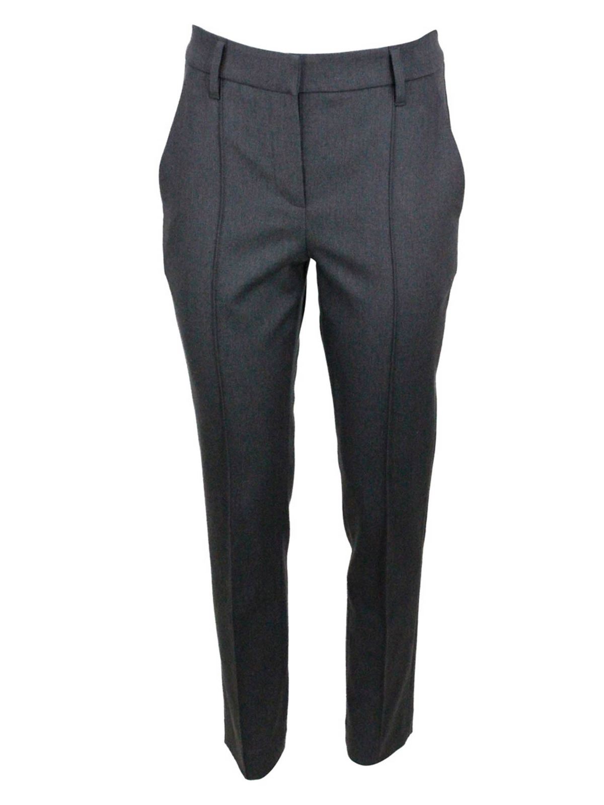 Brunello Cucinelli Straight Trousers In Dark Grey