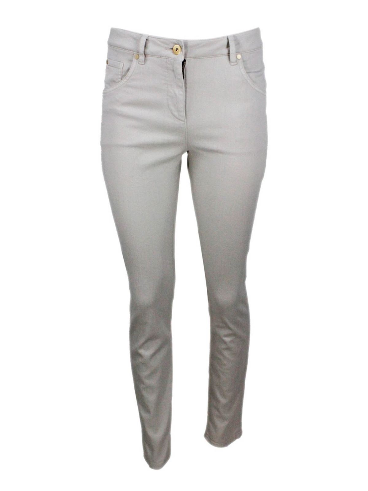 Brunello Cucinelli Cropped Pants In Beige In Light Grey