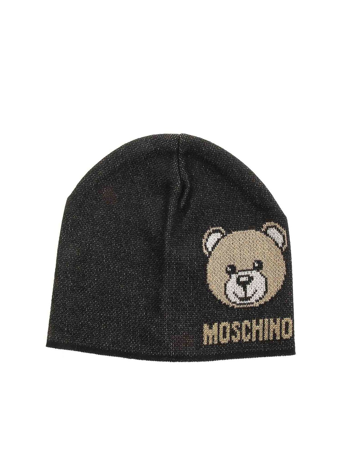 Moschino Teddy Bear black lamé beanie - Black|65214M2346016