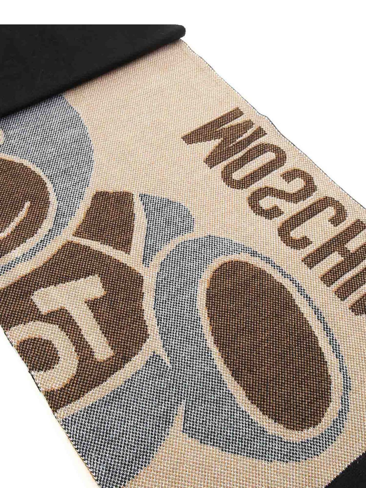 Moschino teddy logo scarf in black