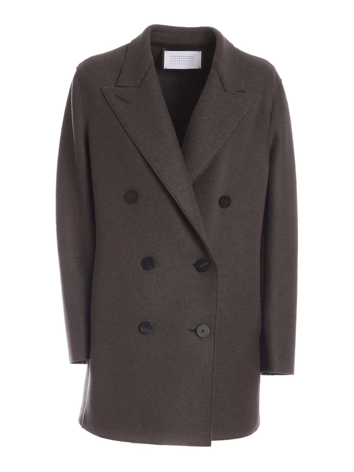Harris Wharf London Double-breasted Coat In Grey In Gris