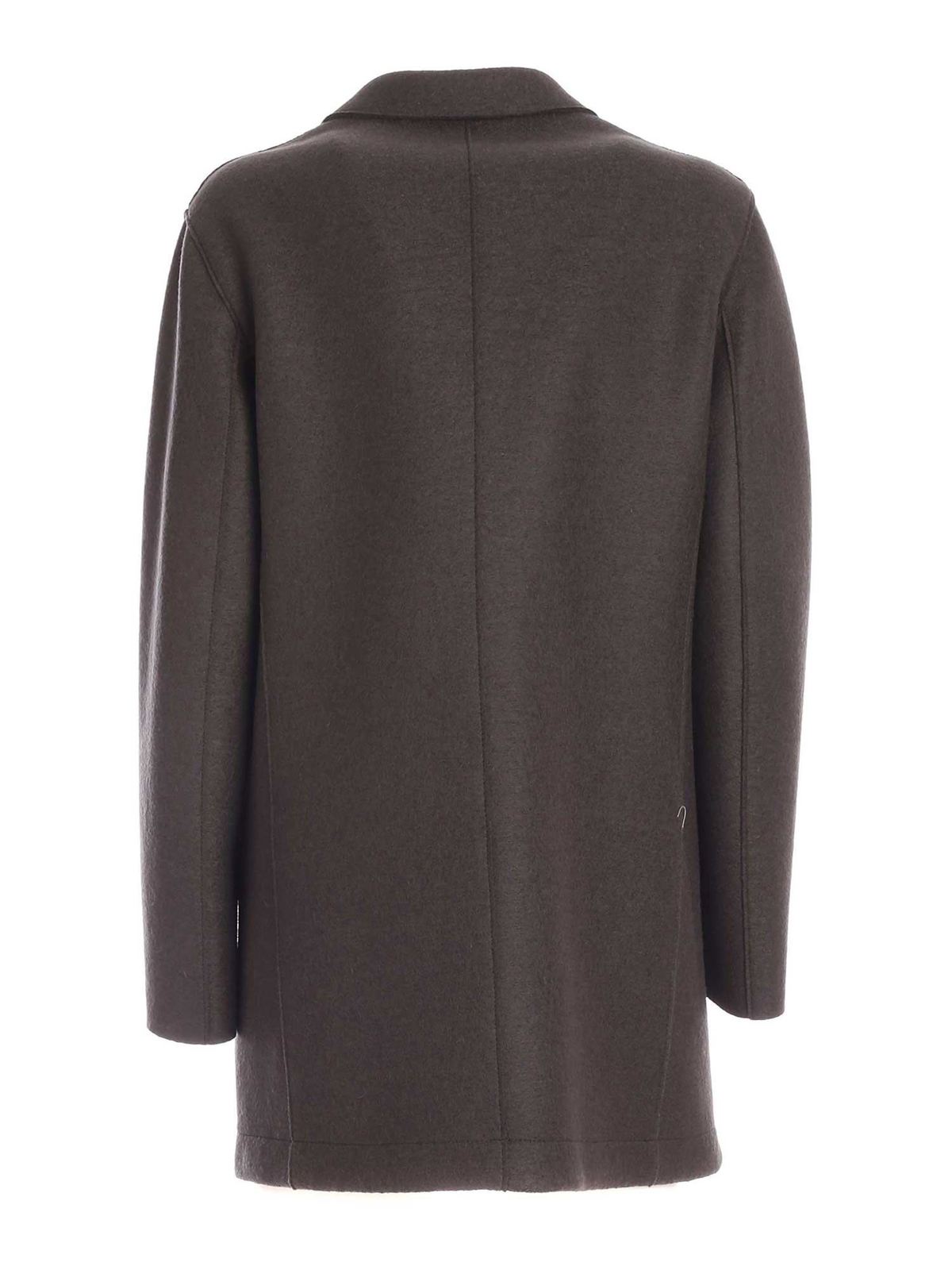 Shop Harris Wharf London Double-breasted Coat In Grey In Gris