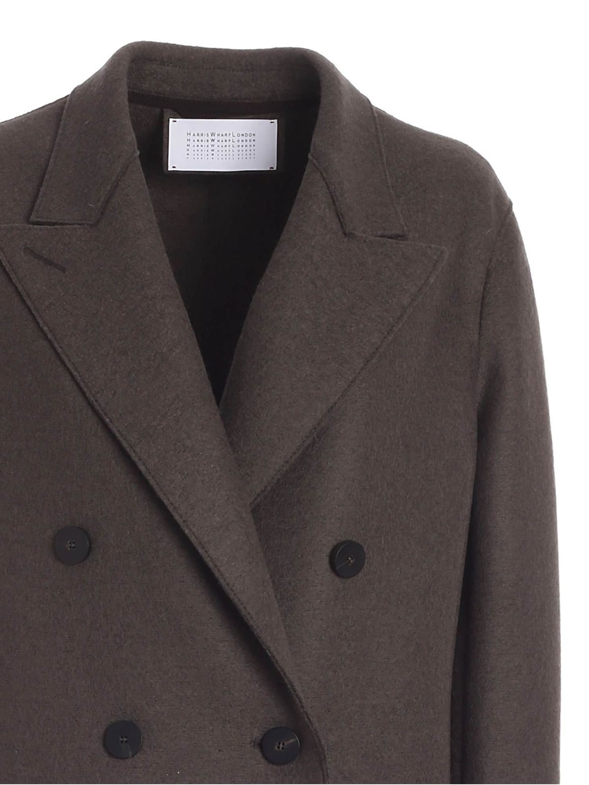 Shop Harris Wharf London Double-breasted Coat In Grey In Gris