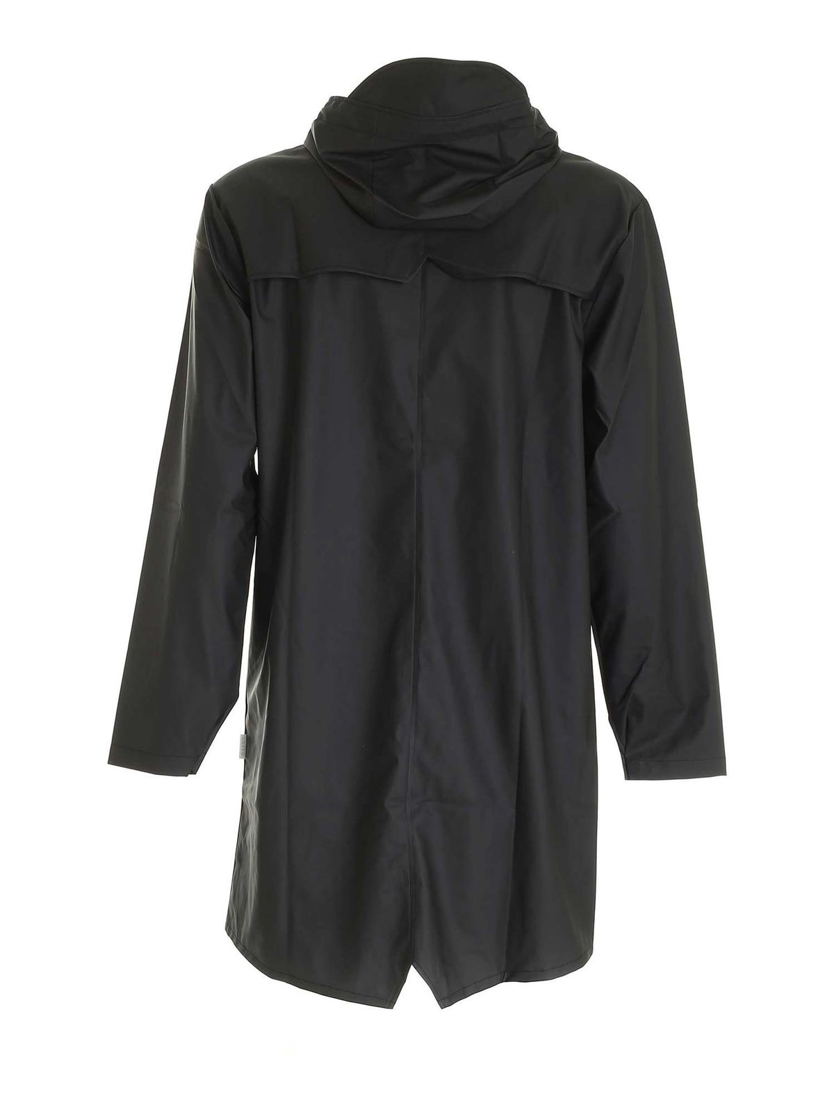 Shop Rains Long Waterproof Jacket In Black