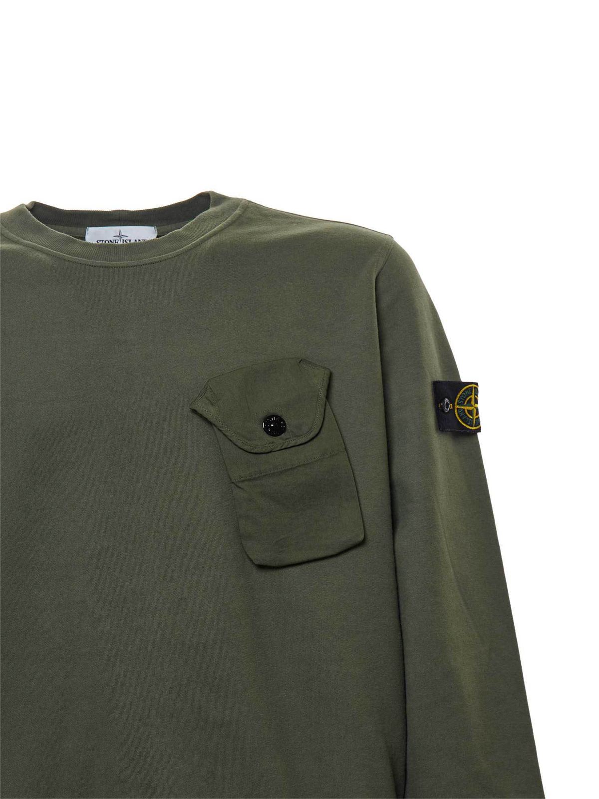 Stone Island Chest pocket sweatshirt in army green 751560419V0055