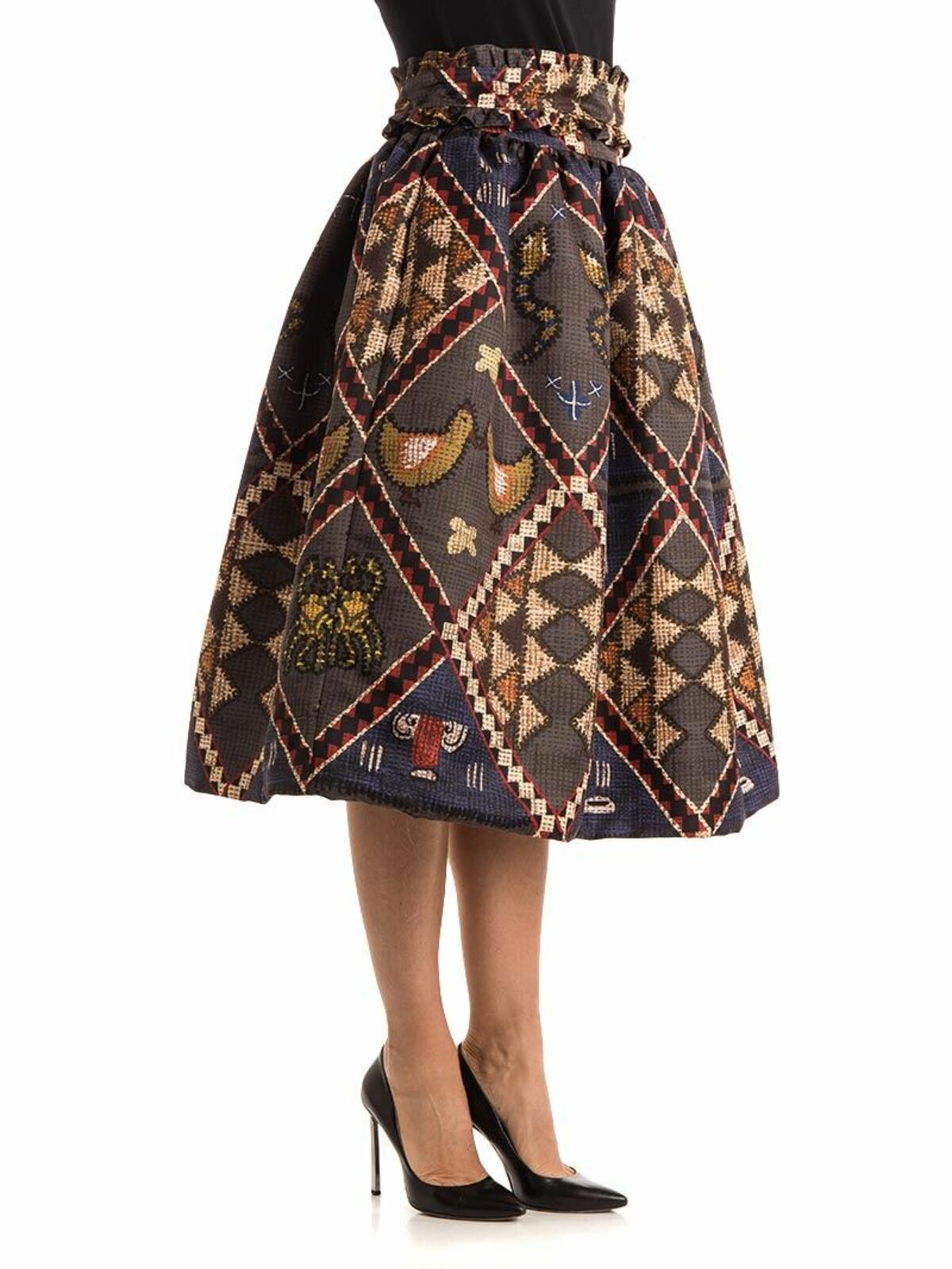Shop Stella Jean Pleated Skirt In Multicolor