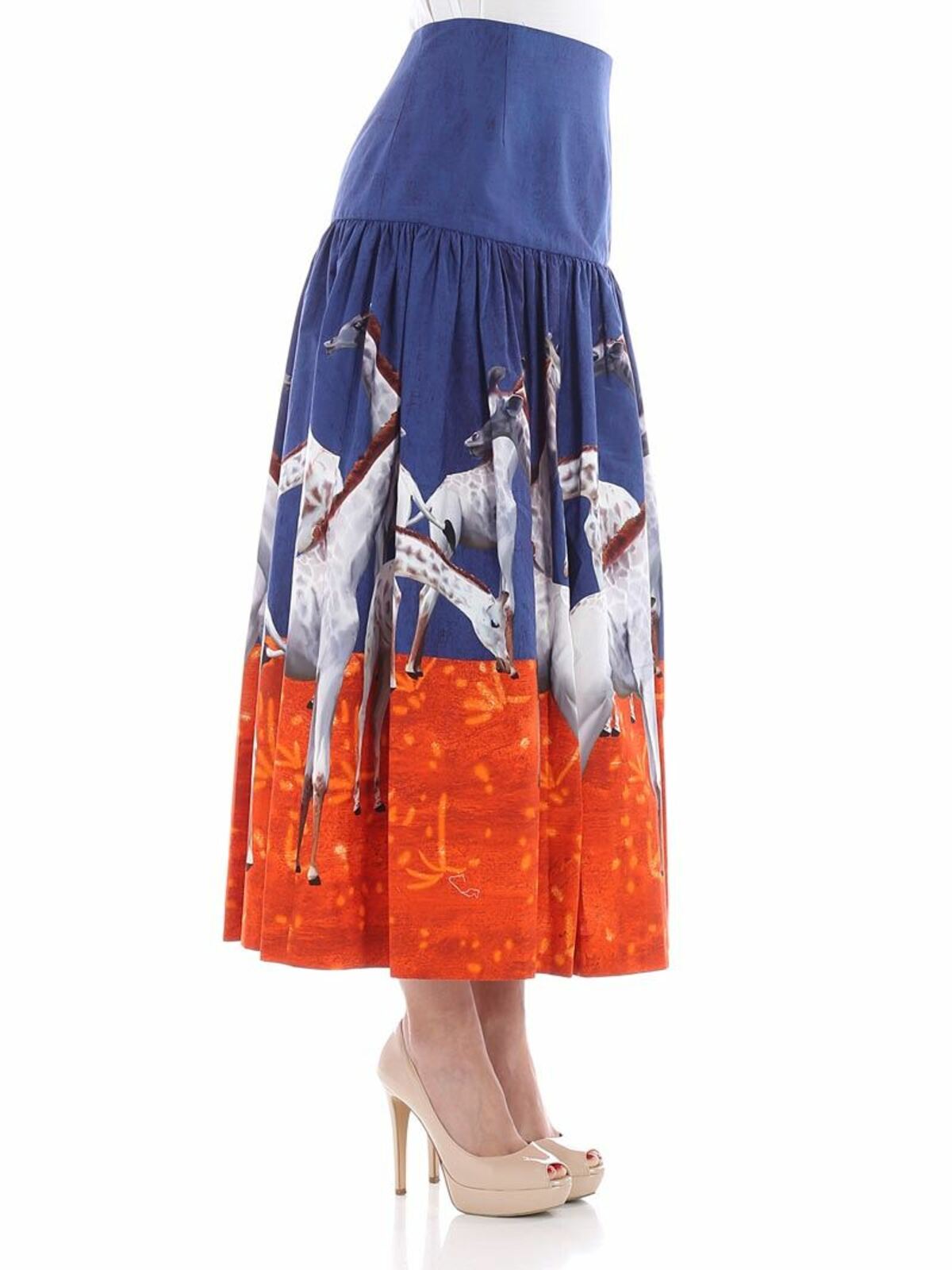 Shop Stella Jean Blue Flared Skirt In Azul